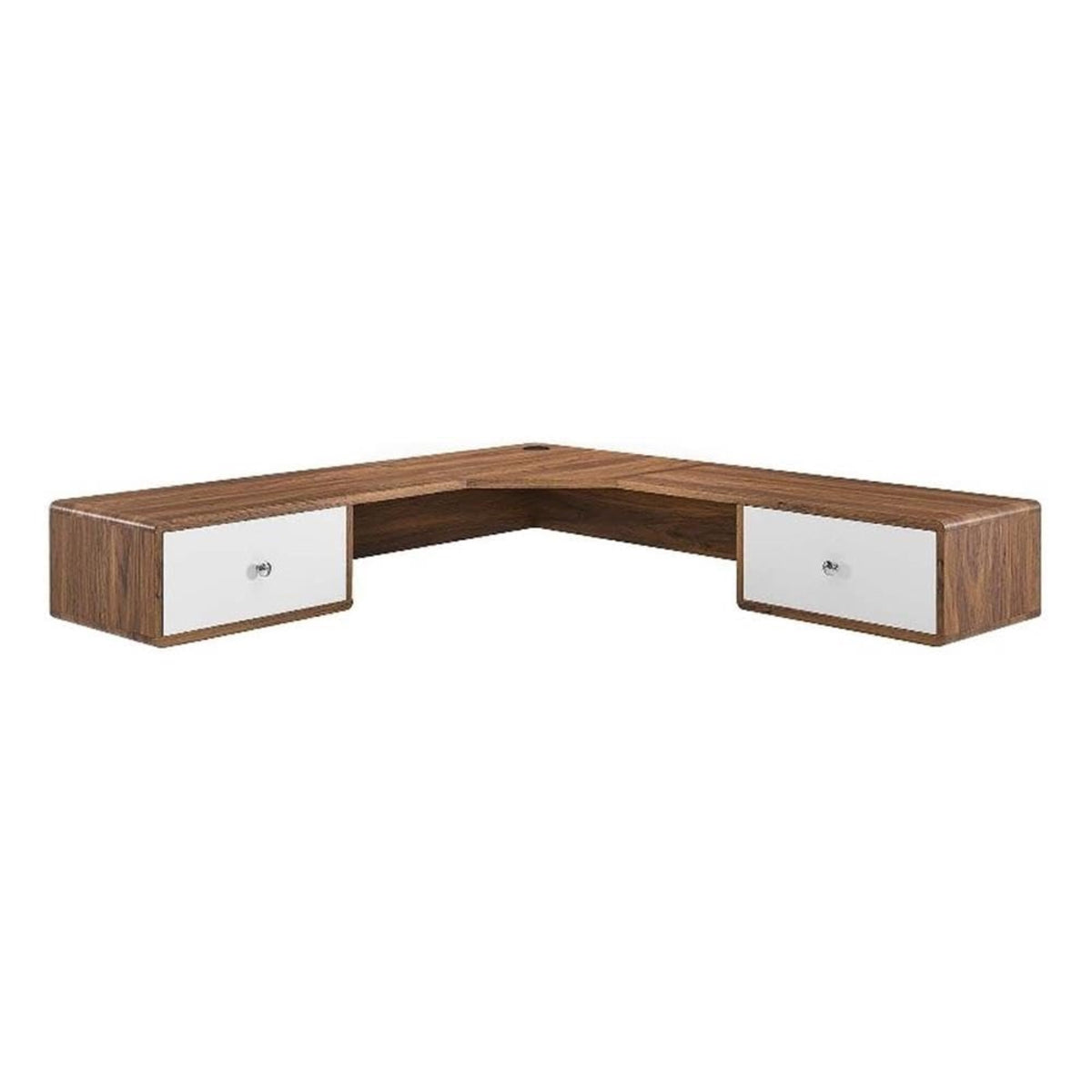 Casafoyer Transmit 55' Wall Mount Corner Wood Office Desk In Walnut/White