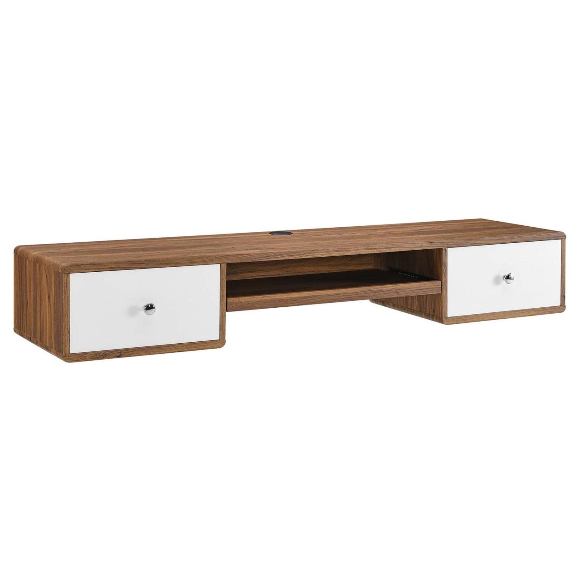 Casafoyer Transmit 60' Wall Mount Particleboard Wood Office Desk In Walnut/White