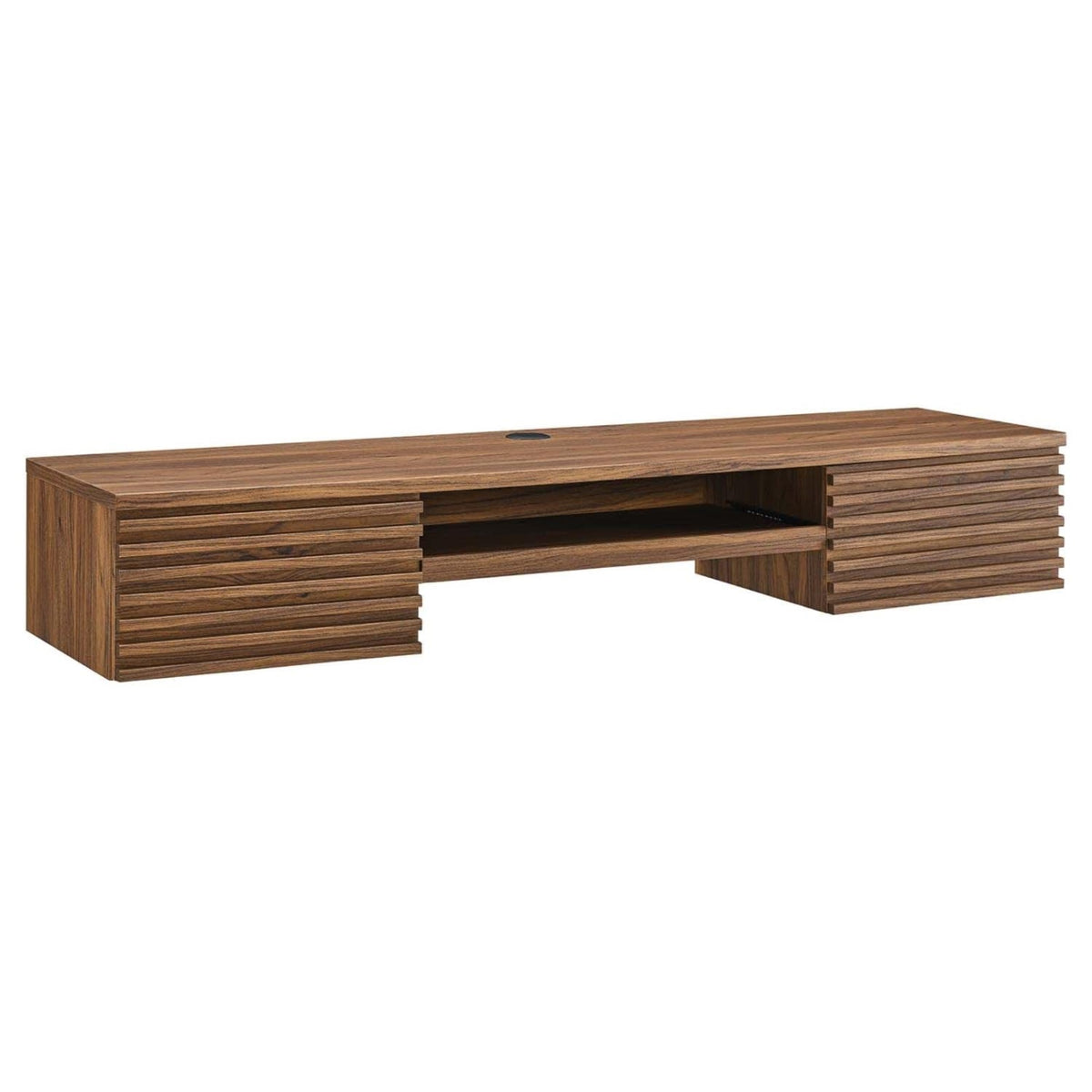 Casafoyer Render Wall Mount Particleboard And Wood Office Desk In Walnut