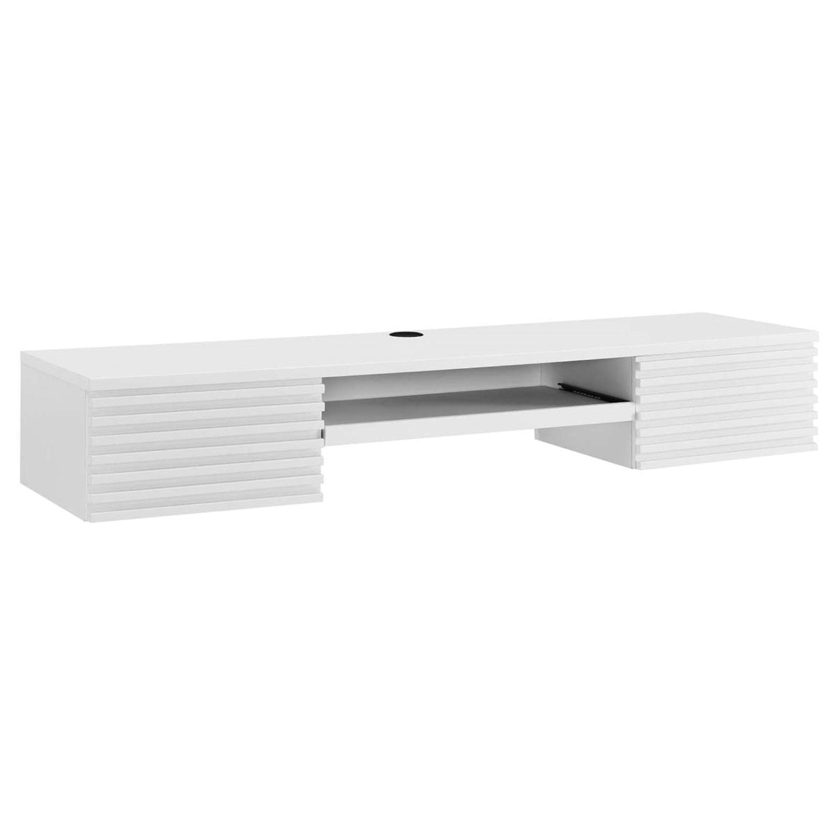 Casafoyer Render Wall Mount Particleboard And Wood Office Desk In White