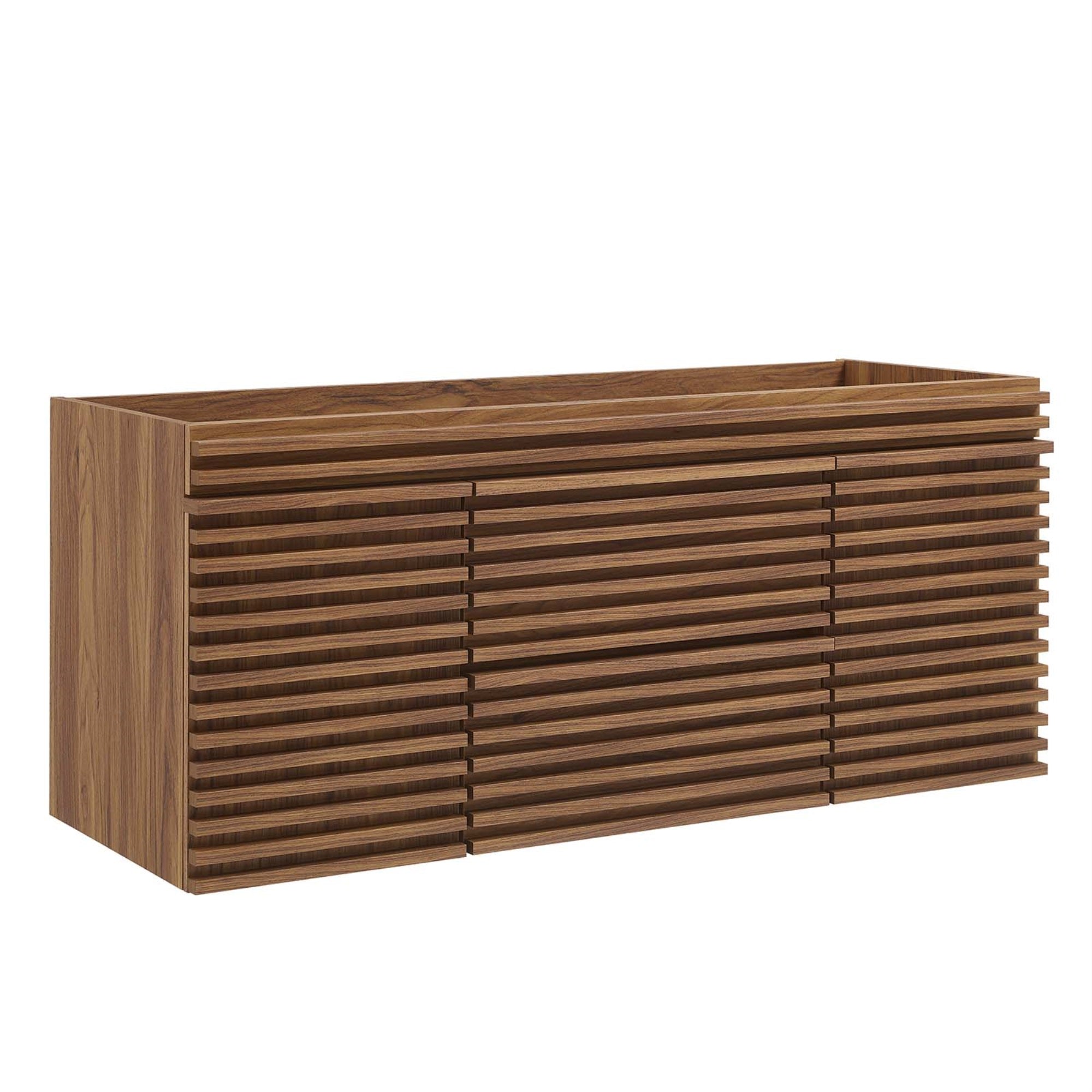 Ergode 48' Mid-Century Modern Wall-Mount Vanity Cabinet - Ample Storage, Sleek Laminate Finish, Durable Mdf Frame. Sink Basin And Fixtures Not Included.