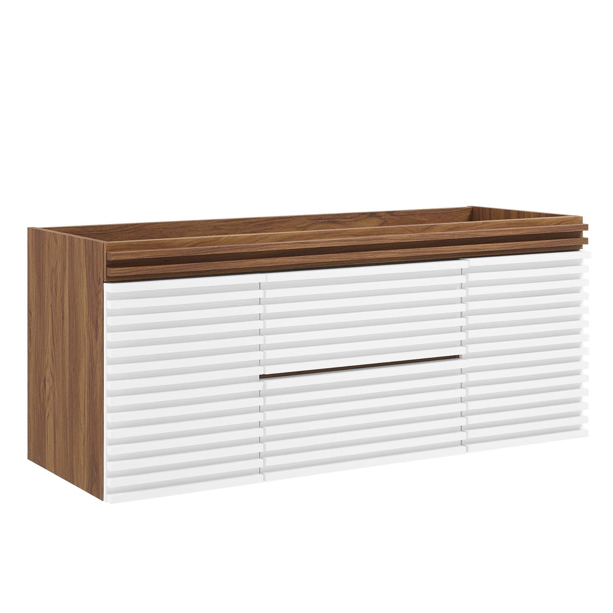 Ergode 48' Mid-Century Modern Wall-Mount Bathroom Vanity Cabinet - 2 Drawers, Laminate Finish. Durable Mdf & Particleboard Frame. Easy Installation.