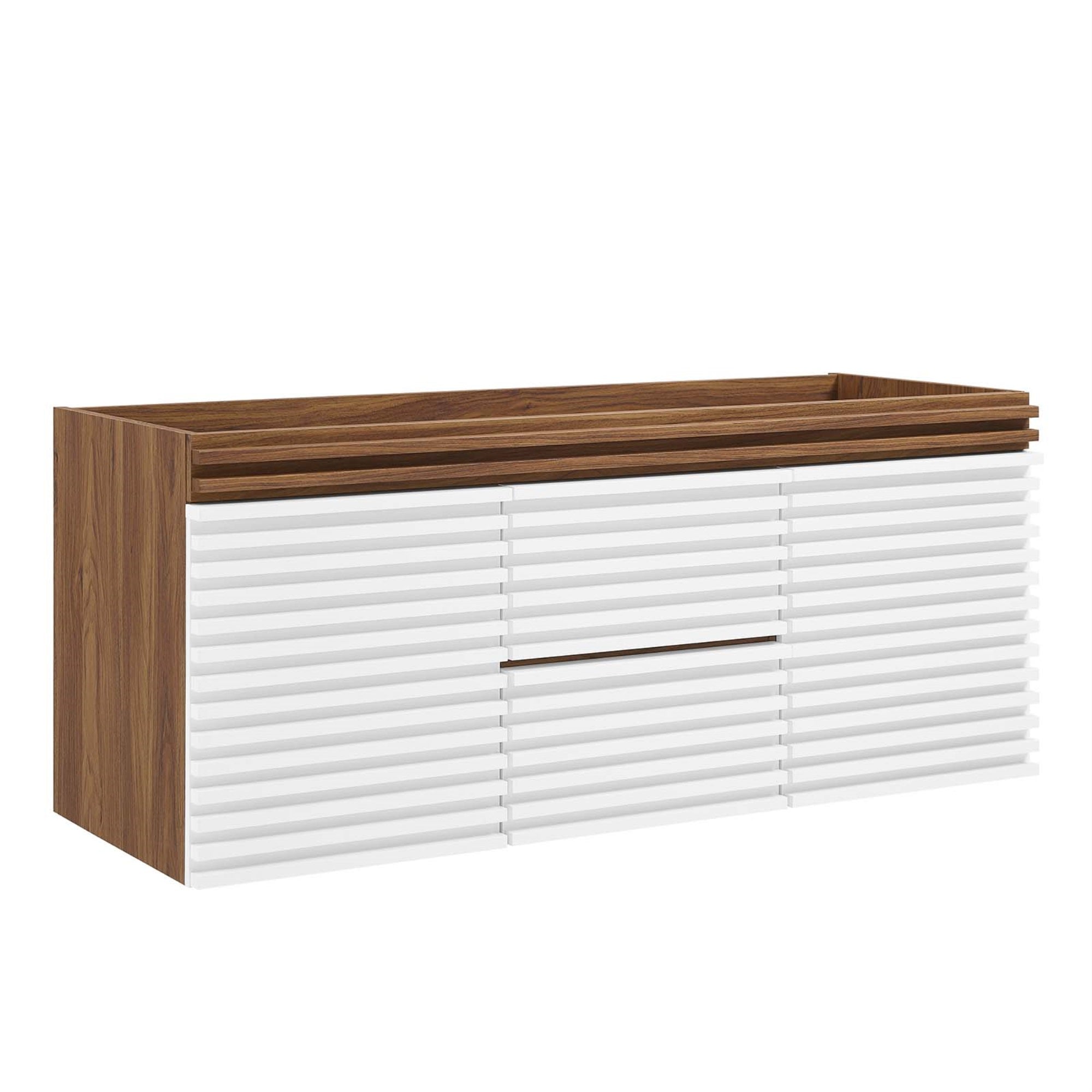 Ergode 48' Mid-Century Wall-Mount Bathroom Vanity Cabinet - Sleek Laminate Finish - Ample Storage - Assembly Required