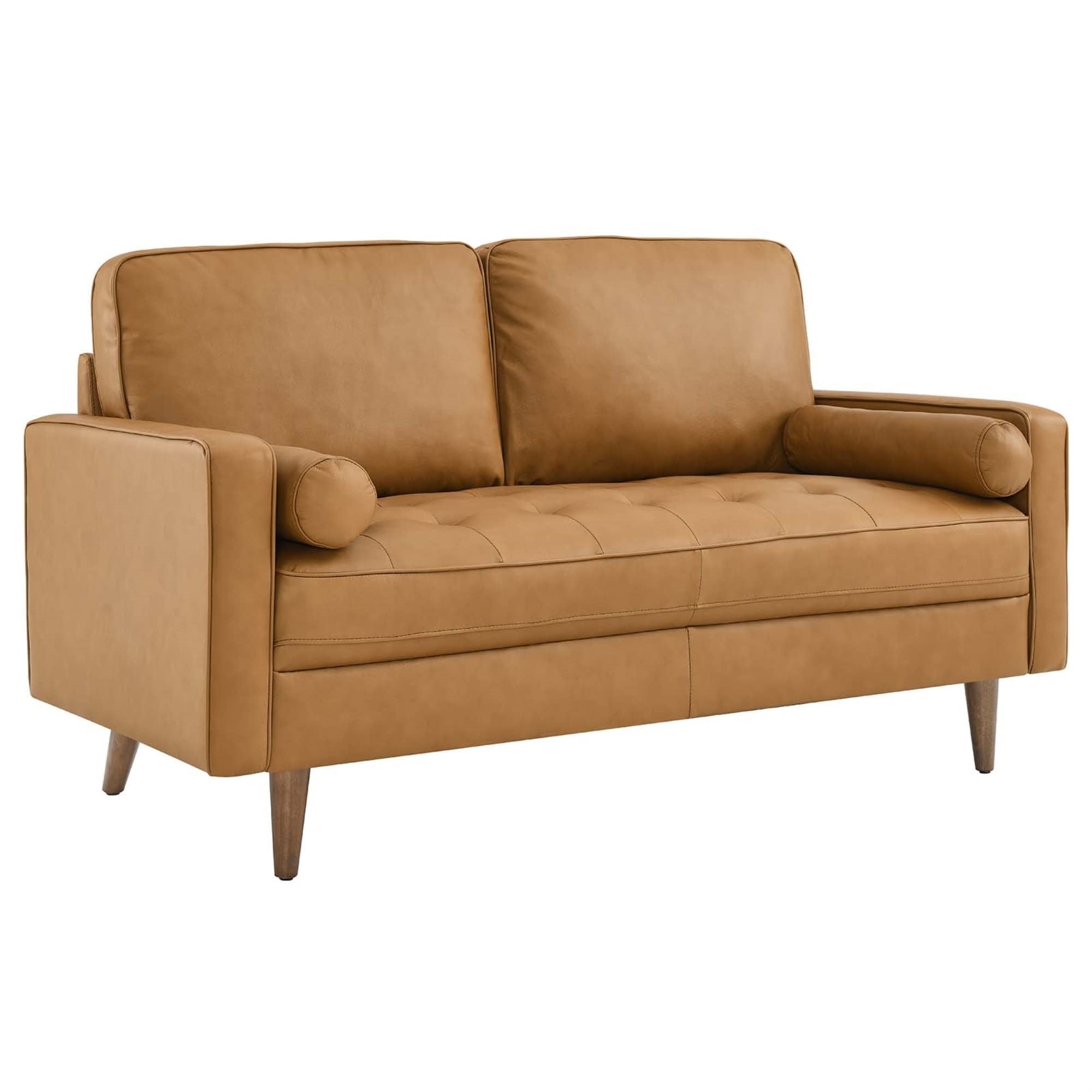 Yardlio Leather Loveseat - Mid-Century Charm, Modern Convenience, Tufted Two-Seater Sofa