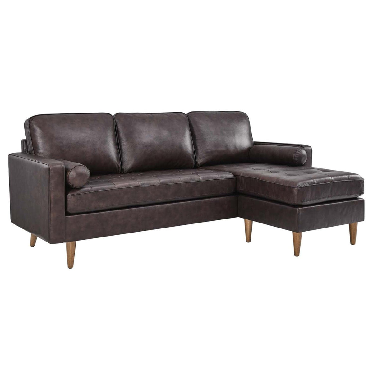 Casafoyer Valour 78' Modern Style Leather Apartment Sectional Sofa In Brown