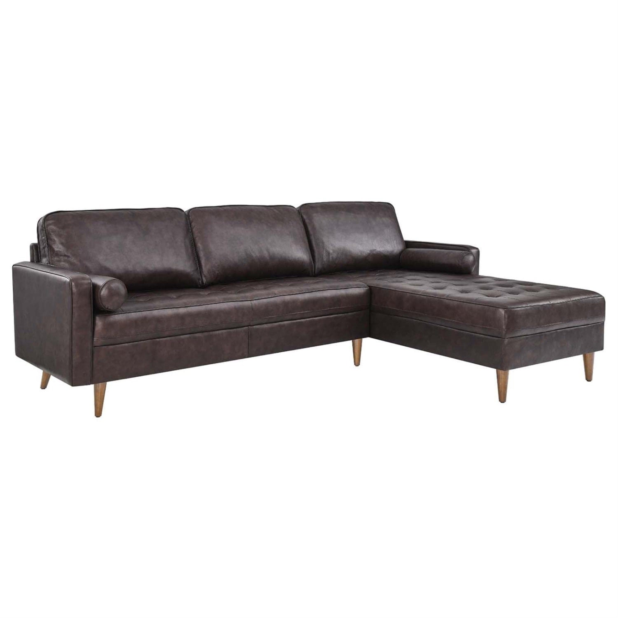 Casafoyer Valour 98' Modern Style Leather Sectional Sofa In Brown