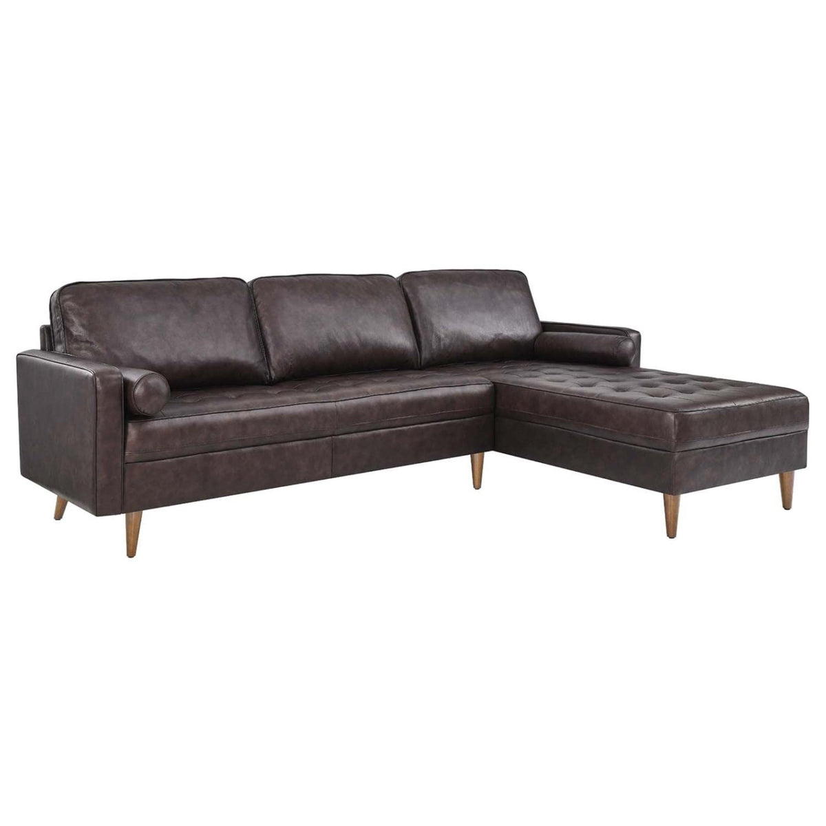Casafoyer Valour 98' Modern Style Leather Sectional Sofa In Brown