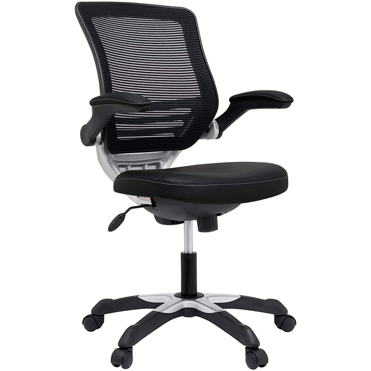 Casafoyer Edge Mesh Back And White Vinyl Seat Office Chair With Flip-Up Arms - Computer Desks In Black