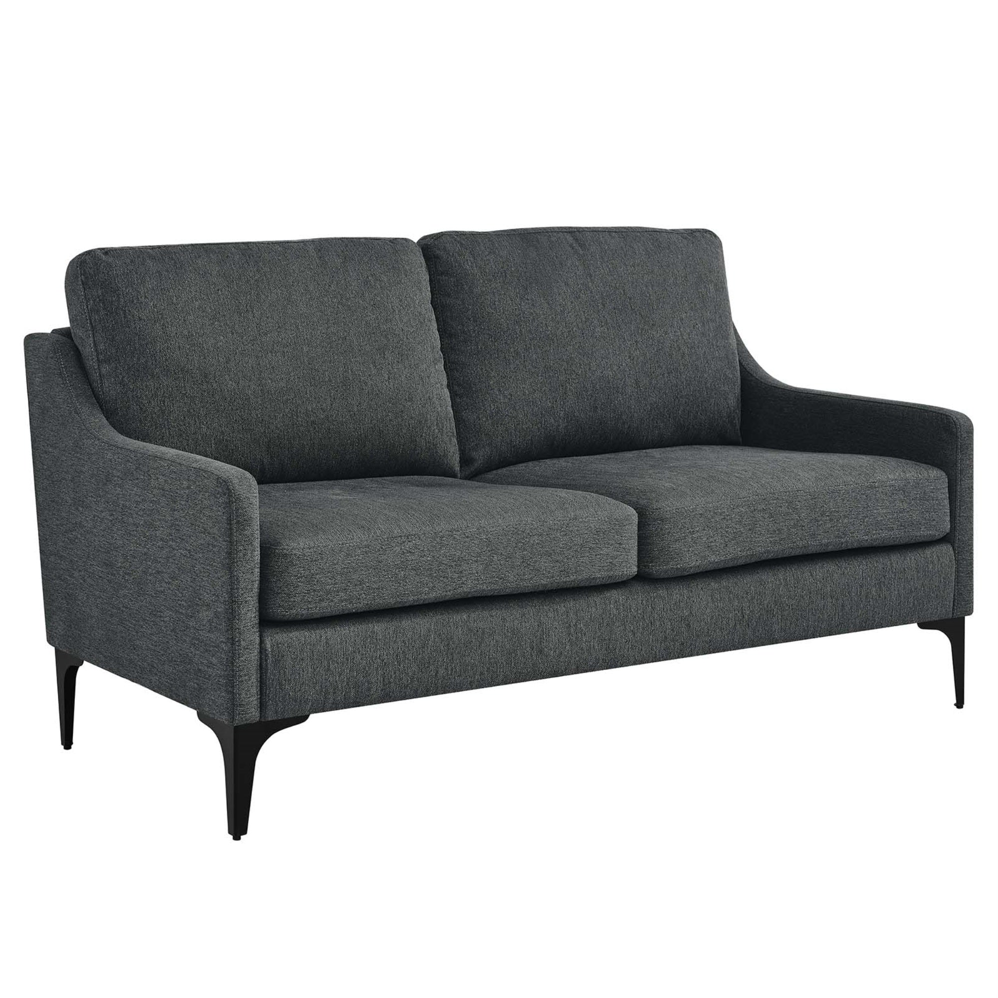 Ergode Upholstered Fabric Loveseat - Mid-Century Modern Design, Plush Cushions, Sturdy Frame - Enhance Your Living Space