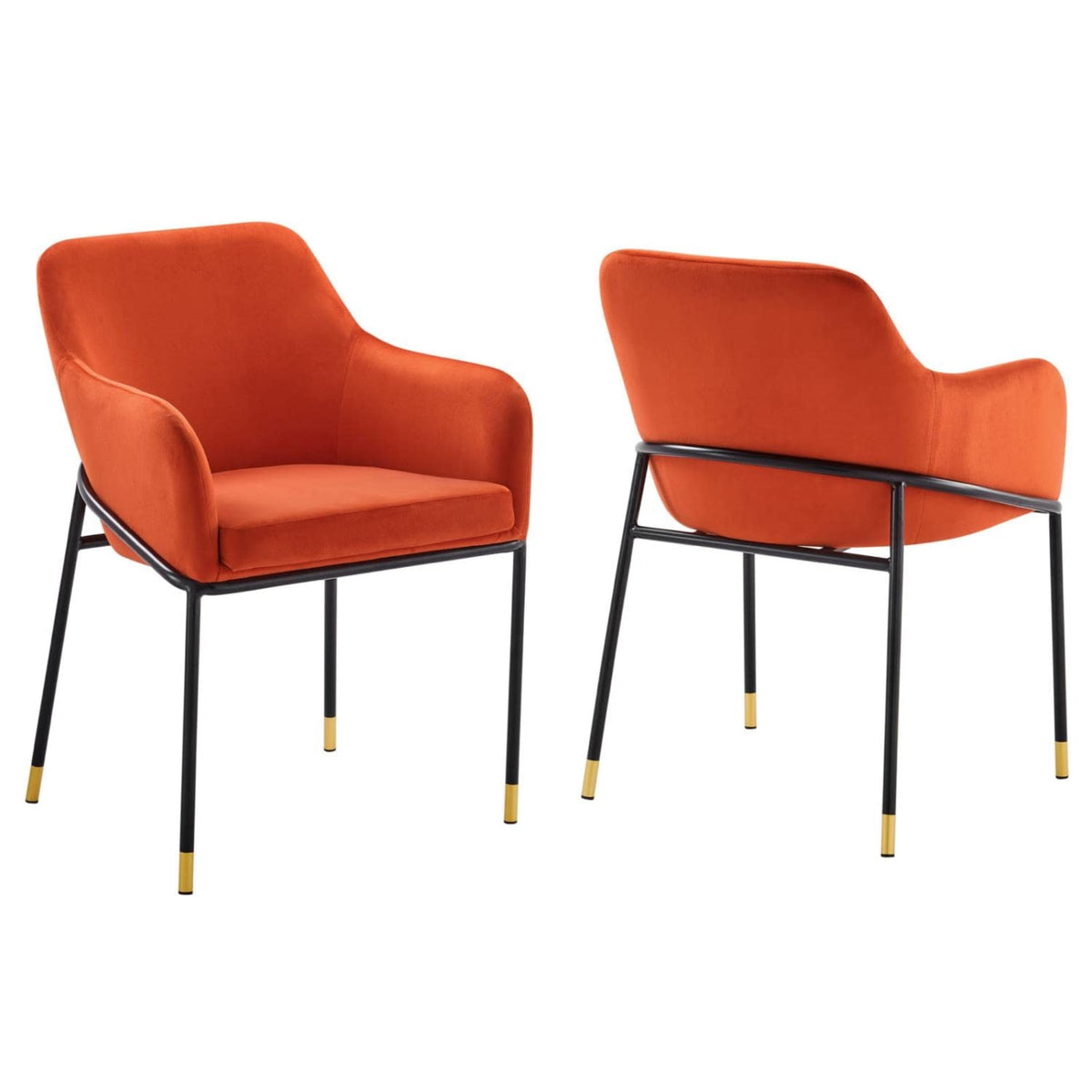 Casafoyer Performance Velvet Dining Armchair Set Of 2 In Black Orange