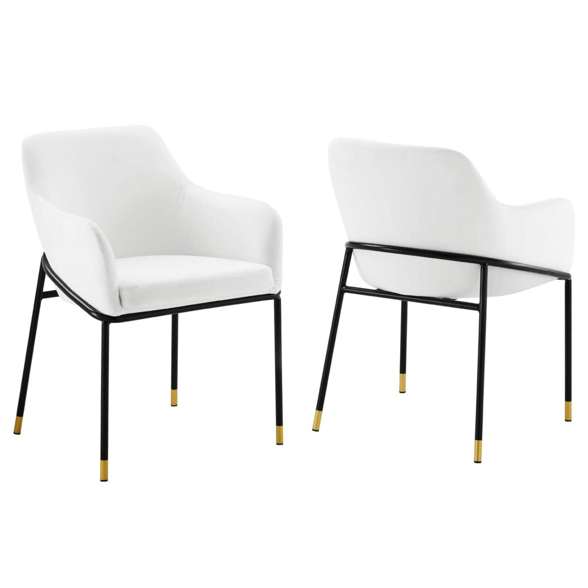 Casafoyer Jovi Performance Velvet, Dining Armchair - Set Of 2, Black White
