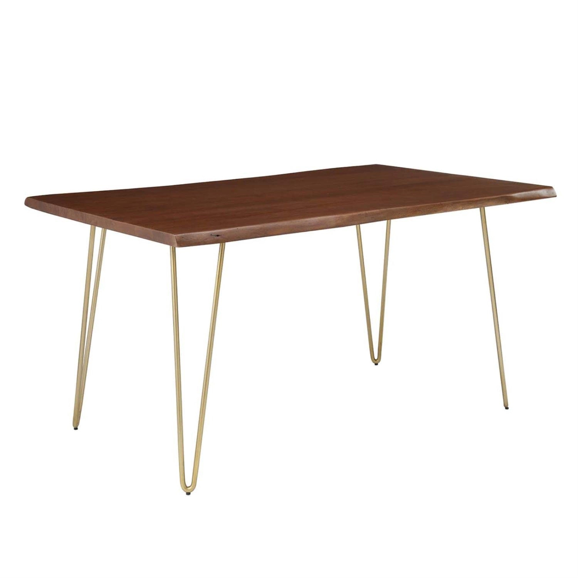 Casafoyer Ardor 60' Live Edge Acacia Wood Rectangular Dining Table In Gold Walnut
