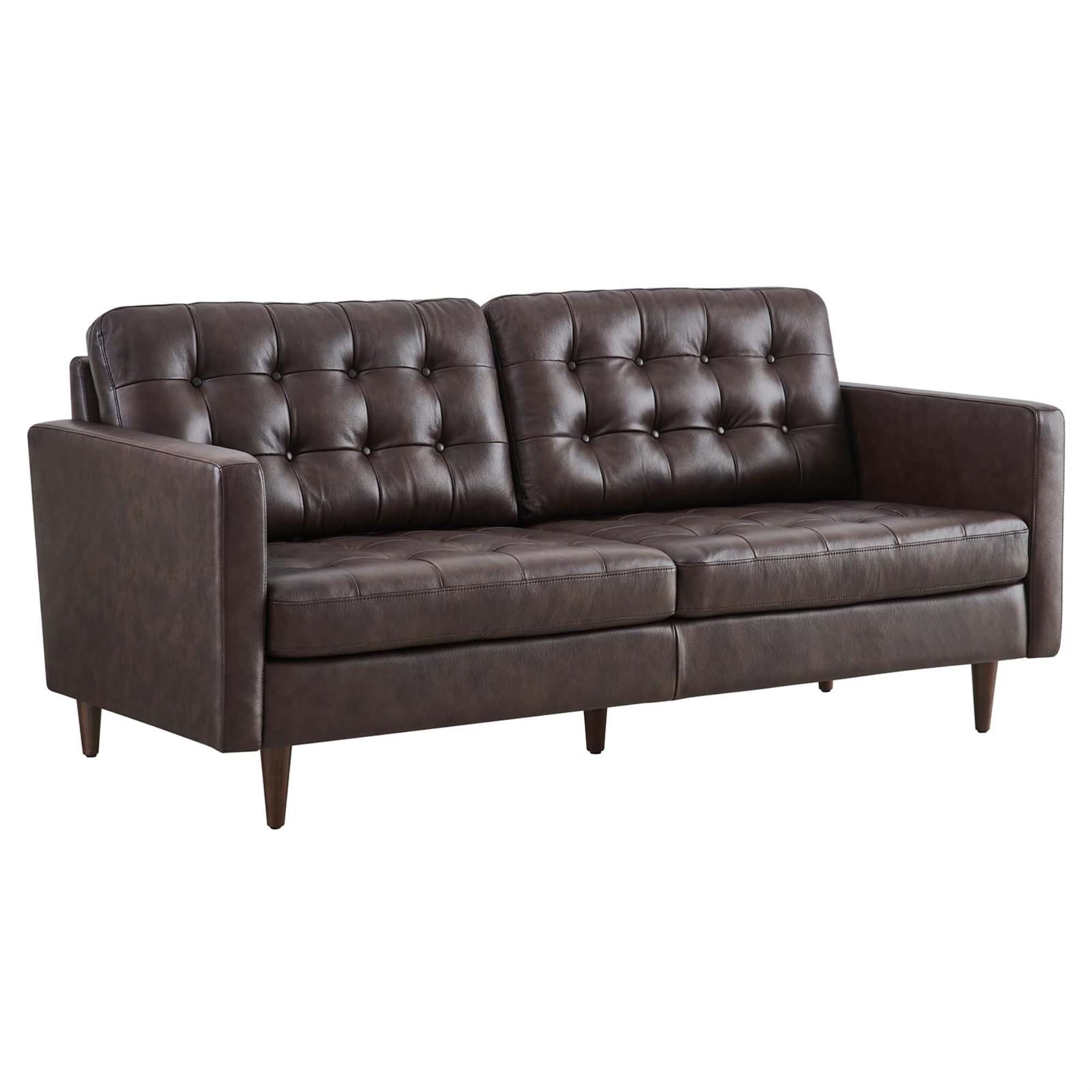 Casafoyer Exalt Modern Style Tufted Vegan Leather Sofa In Brown
