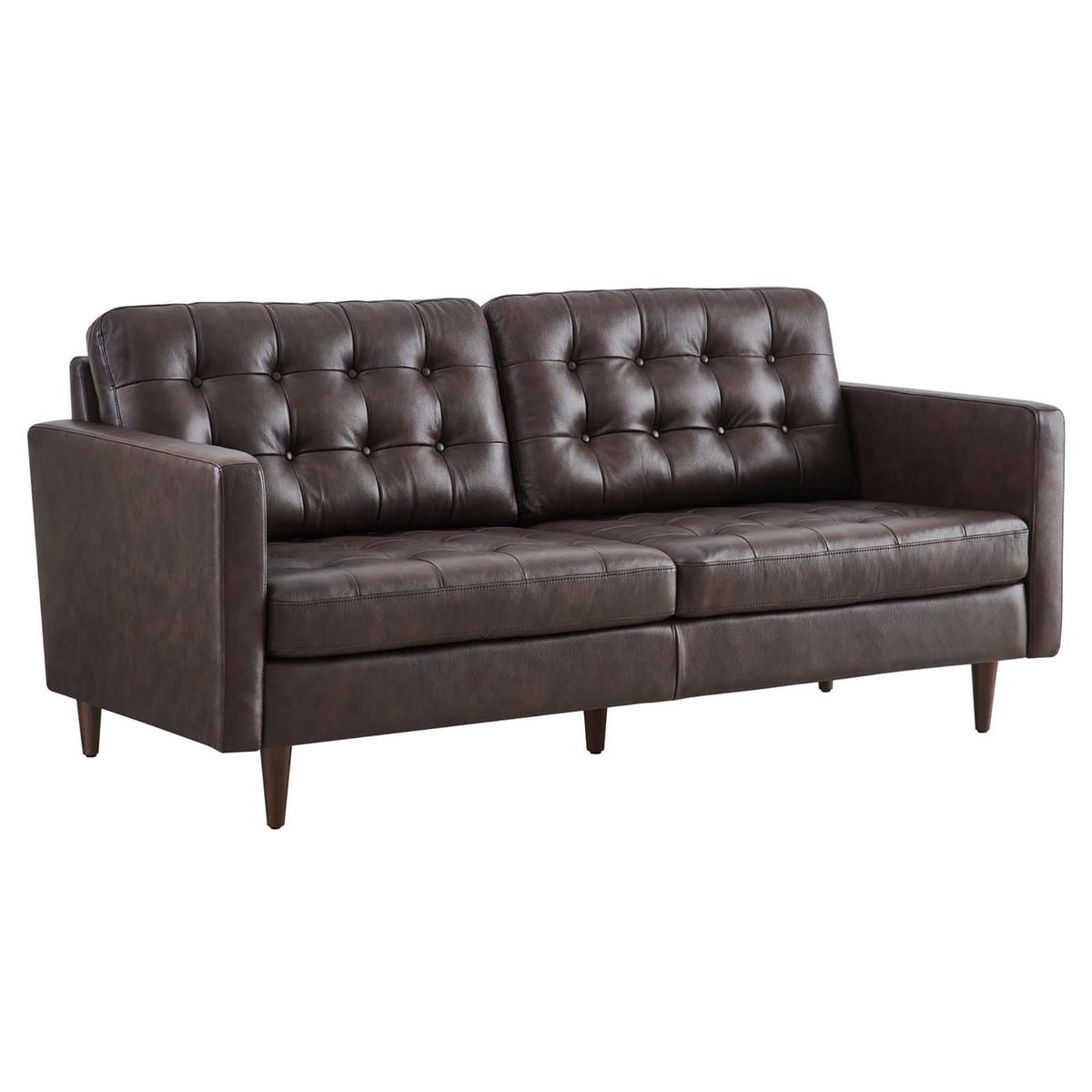 Casafoyer Exalt Modern Style Tufted Vegan Leather Sofa In Brown