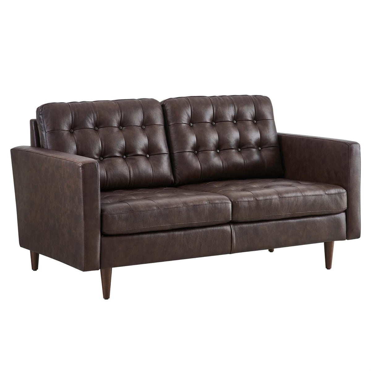 Casafoyer Exalt Leather Tufted Loveseat In Brown