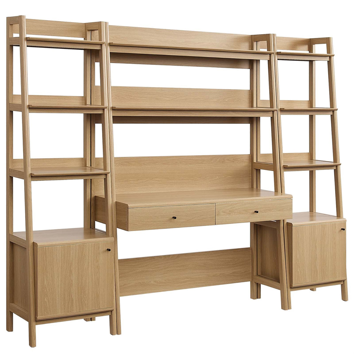 Sophisticated Ergode Collection: 3-Piece Wood Office Desk And Bookshelf Set - Enhance Productivity With Sleek Design, Ample Storage, And Durability