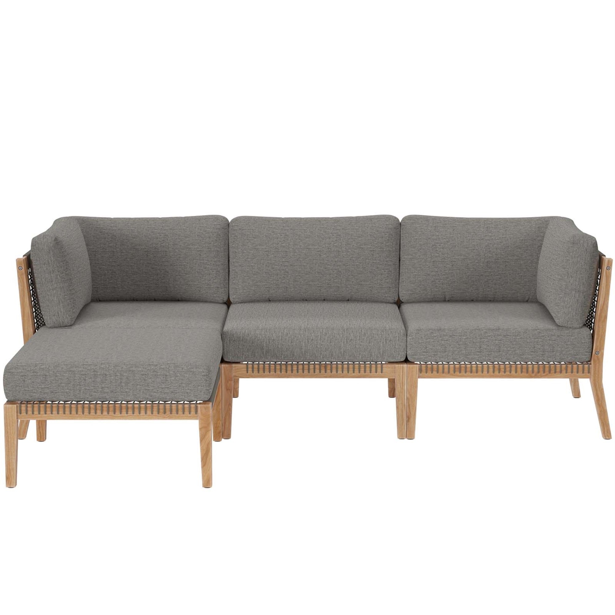 Ergode Outdoor Patio Teak Wood Sectional Sofa Set - Elegant, All-Weather Cushions, Premium Grade A Teak, 4-Piece Collection