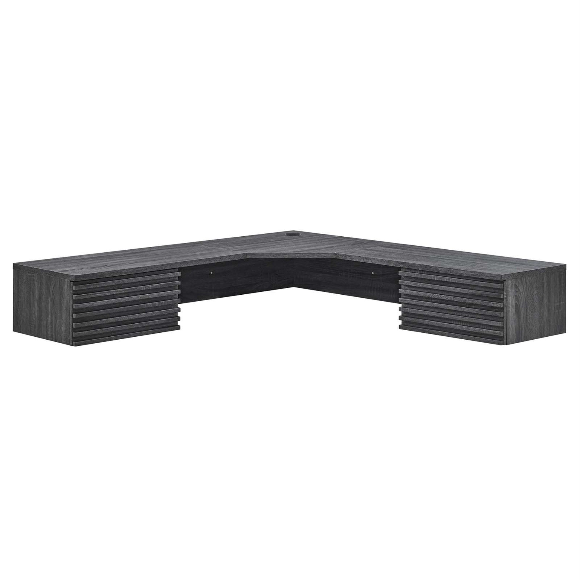 Casafoyer Eei-6181-Cha Render Wall Mount Corner Office Desk, Charcoal