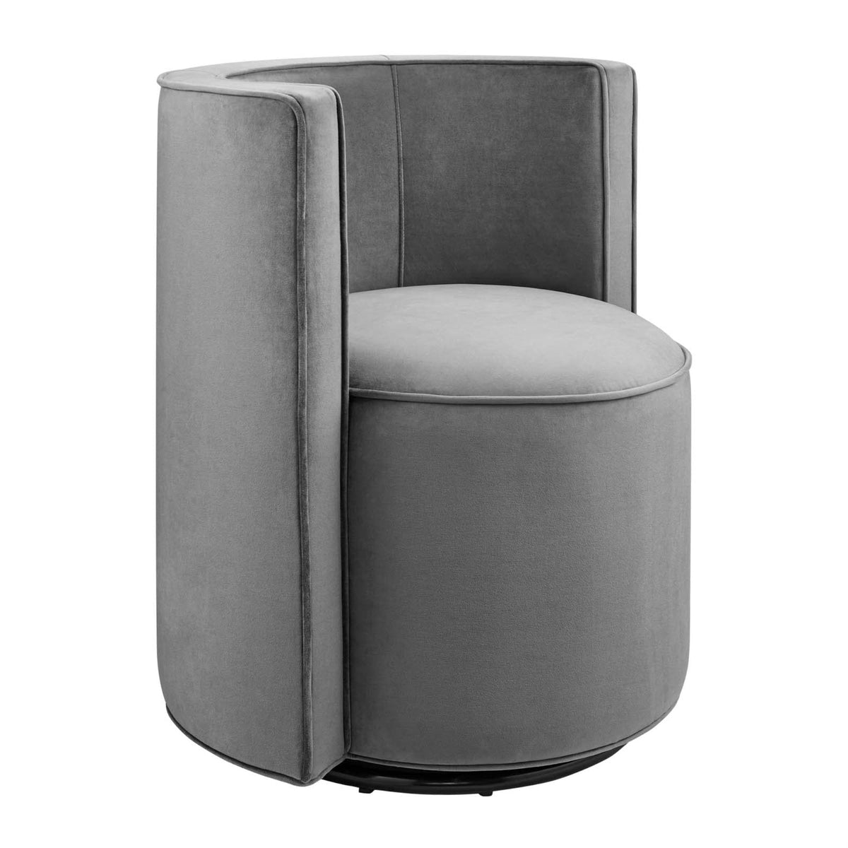 Casafoyer Della Performance Velvet Fabric And Iron Swivel Chair In Gray