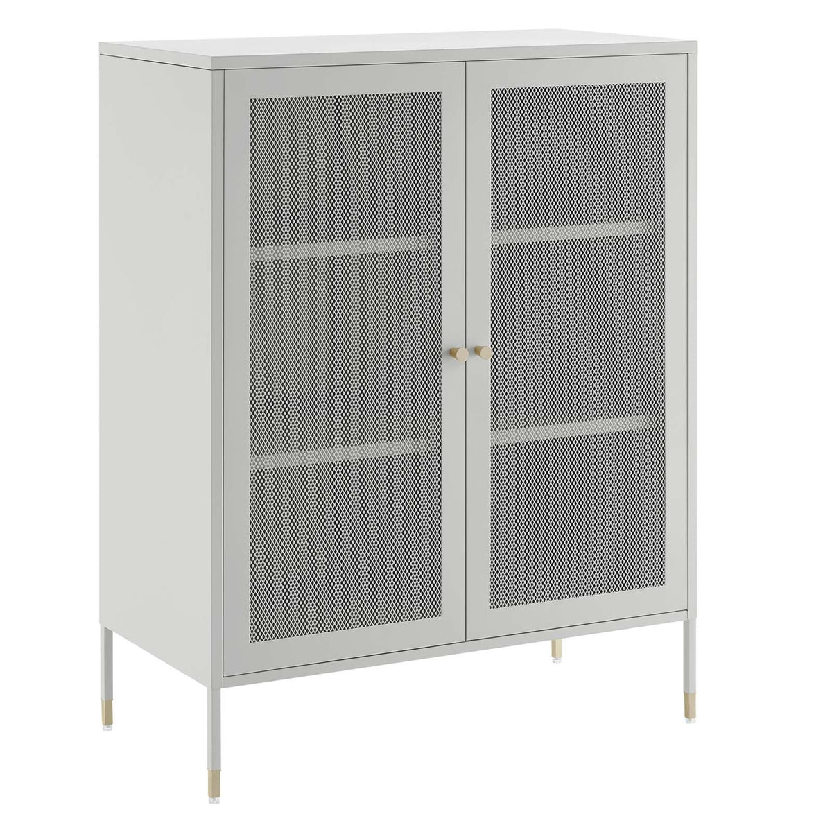 Casafoyer 32' Metal Accent Storage Cabinet In Light Gray Powder-Coated Paint