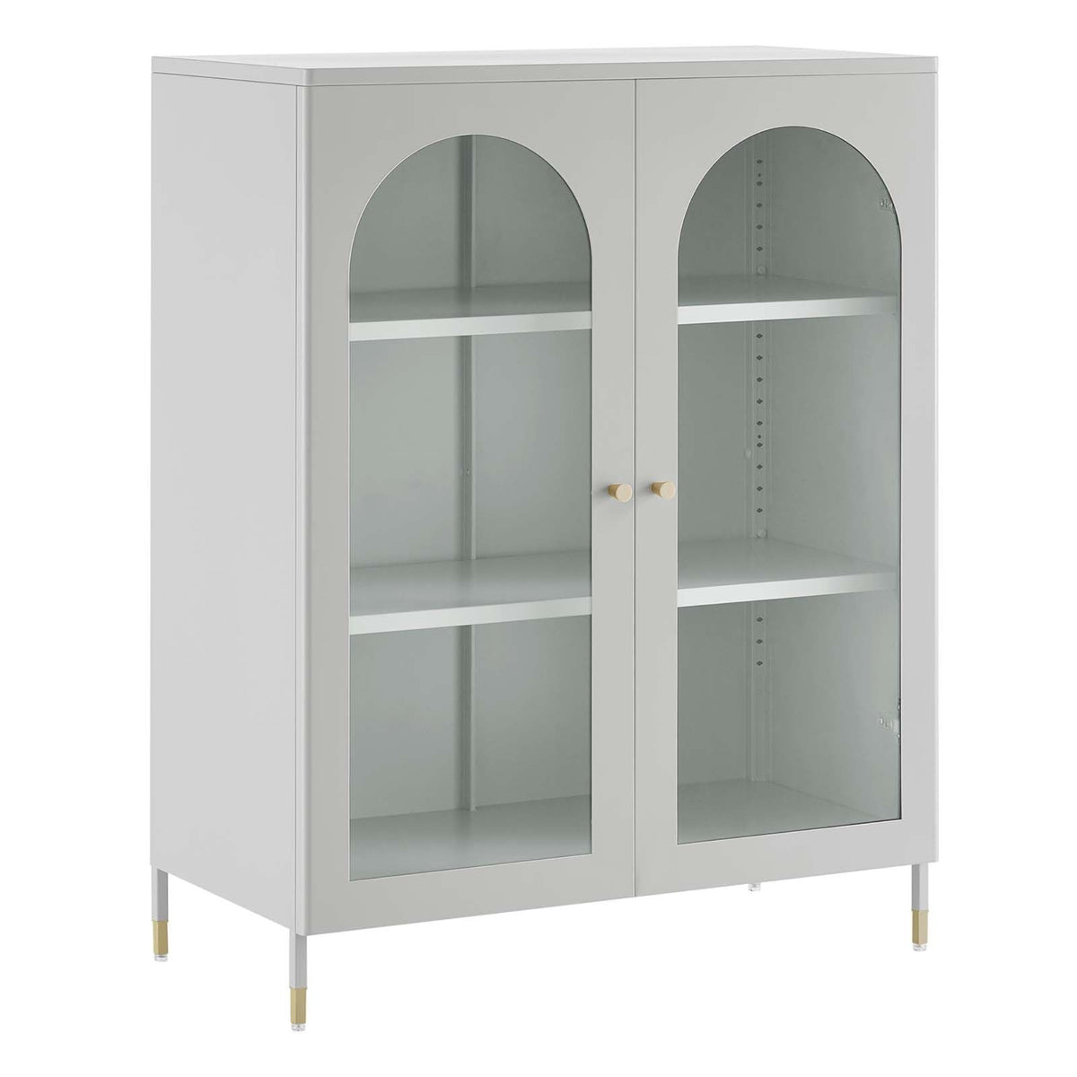 Casafoyer Metal Multi-Use Accent Cabinet In Light Gray Powder-Coated Paint