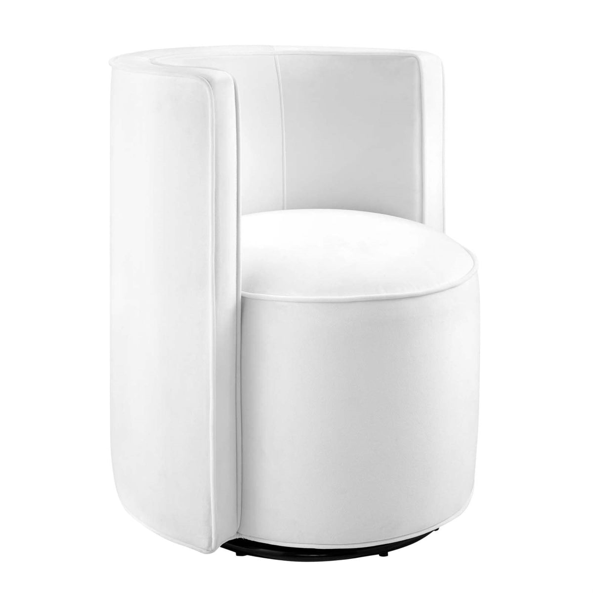 Casafoyer Della Performance Velvet Fabric And Iron Swivel Chair In White