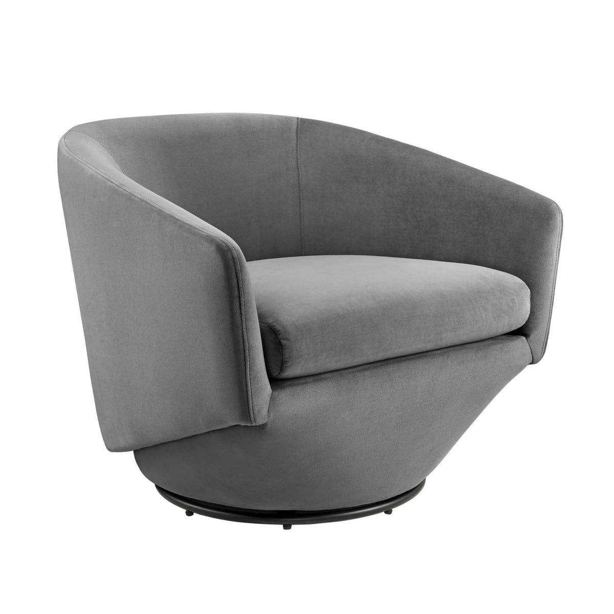 Casafoyer Series Performance Velvet Fabric And Iron Swivel Chair In Gray