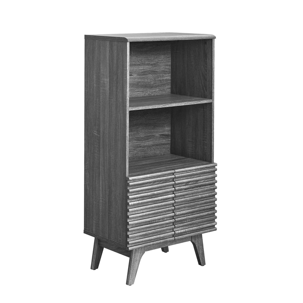 Casafoyer Render Mid-Century Modern Office, Display Cabinet Bookshelf, Charcoal