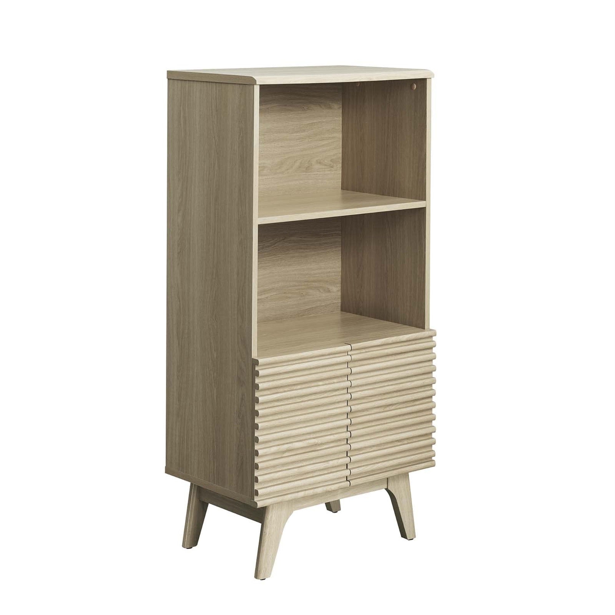Casafoyer Render Mid-Century Modern Office, Display Cabinet Bookshelf, Oak