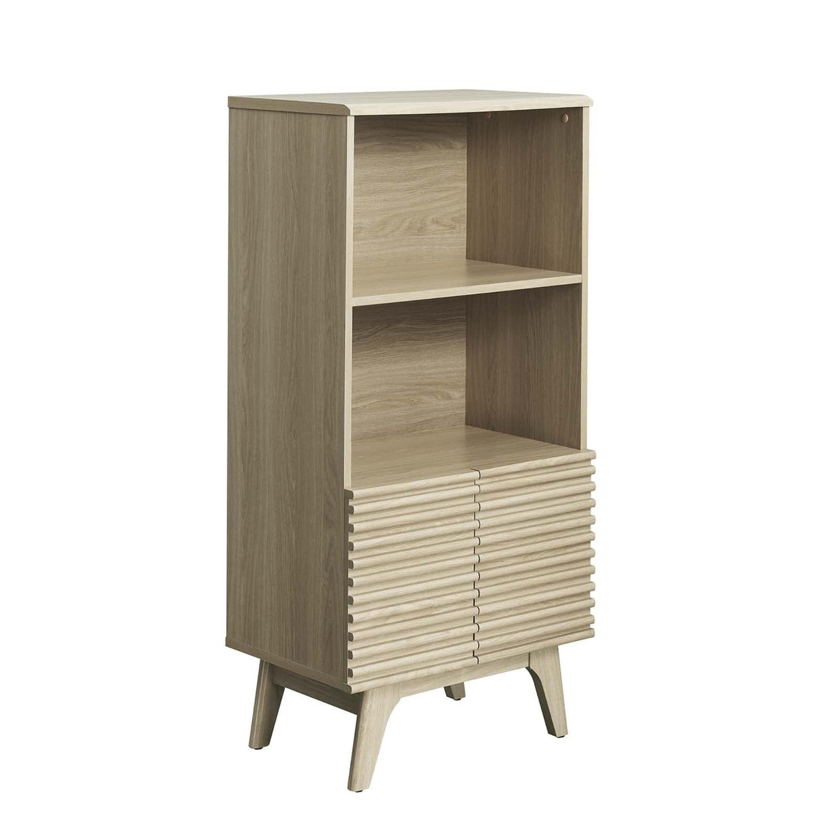 Casafoyer Render Mid-Century Modern Office, Display Cabinet Bookshelf, Oak