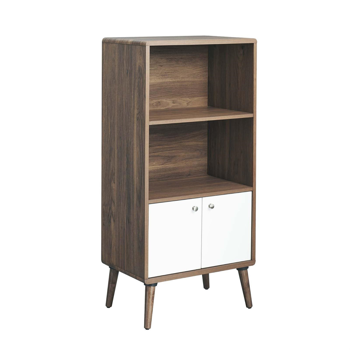 Casafoyer Eei-6230-Wal-Whi Transmit Display Cabinet Bookshelf, Walnut White