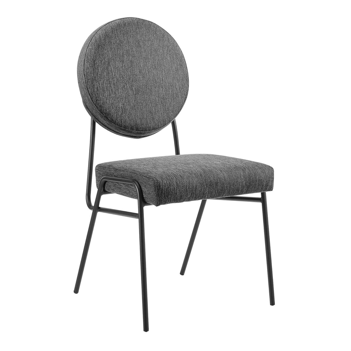 Casafoyer Craft Fabric Upholstered Side Dining Chair In Black Charcoal