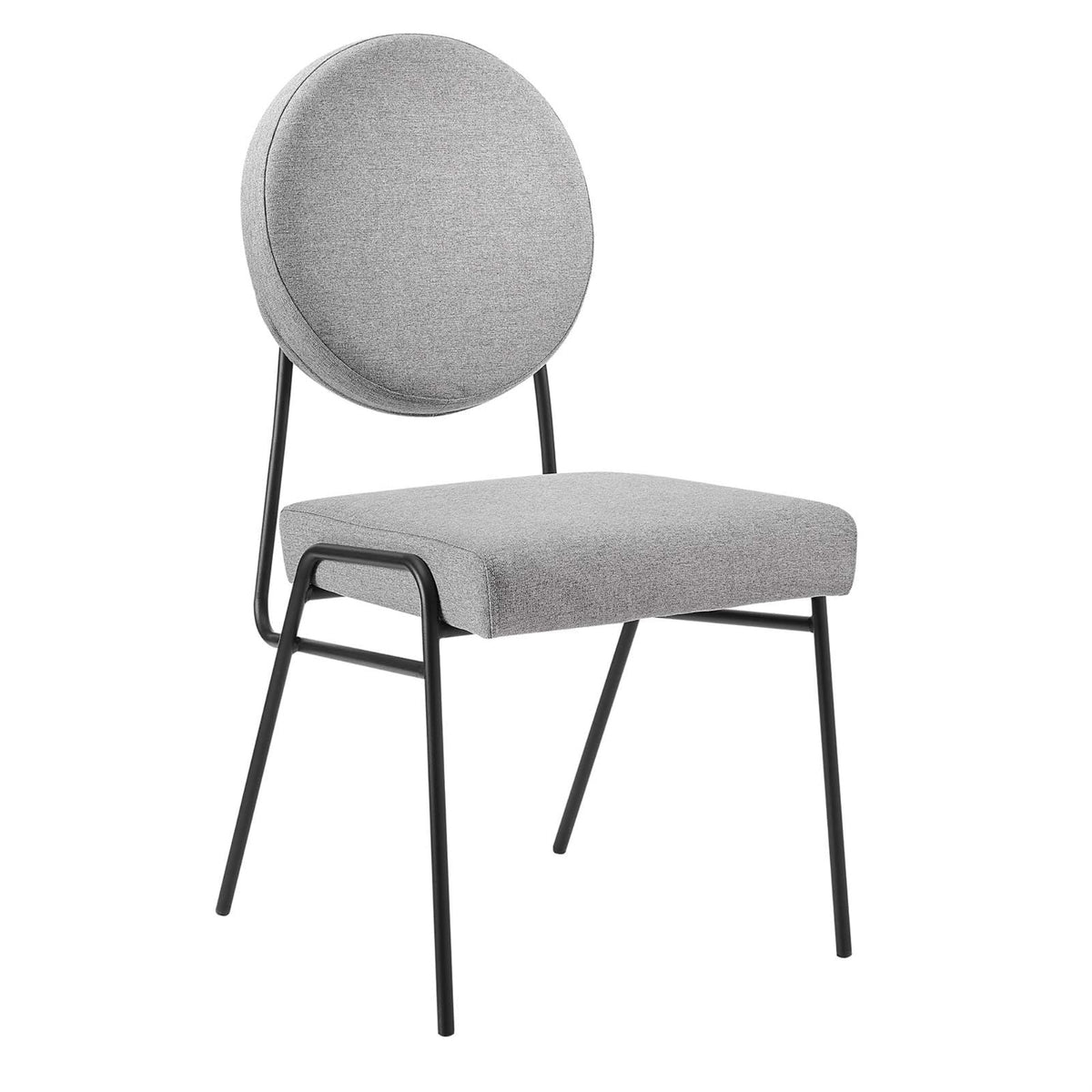 Casafoyer Craft Fabric Upholstered Side Dining Chair In Black Light Gray