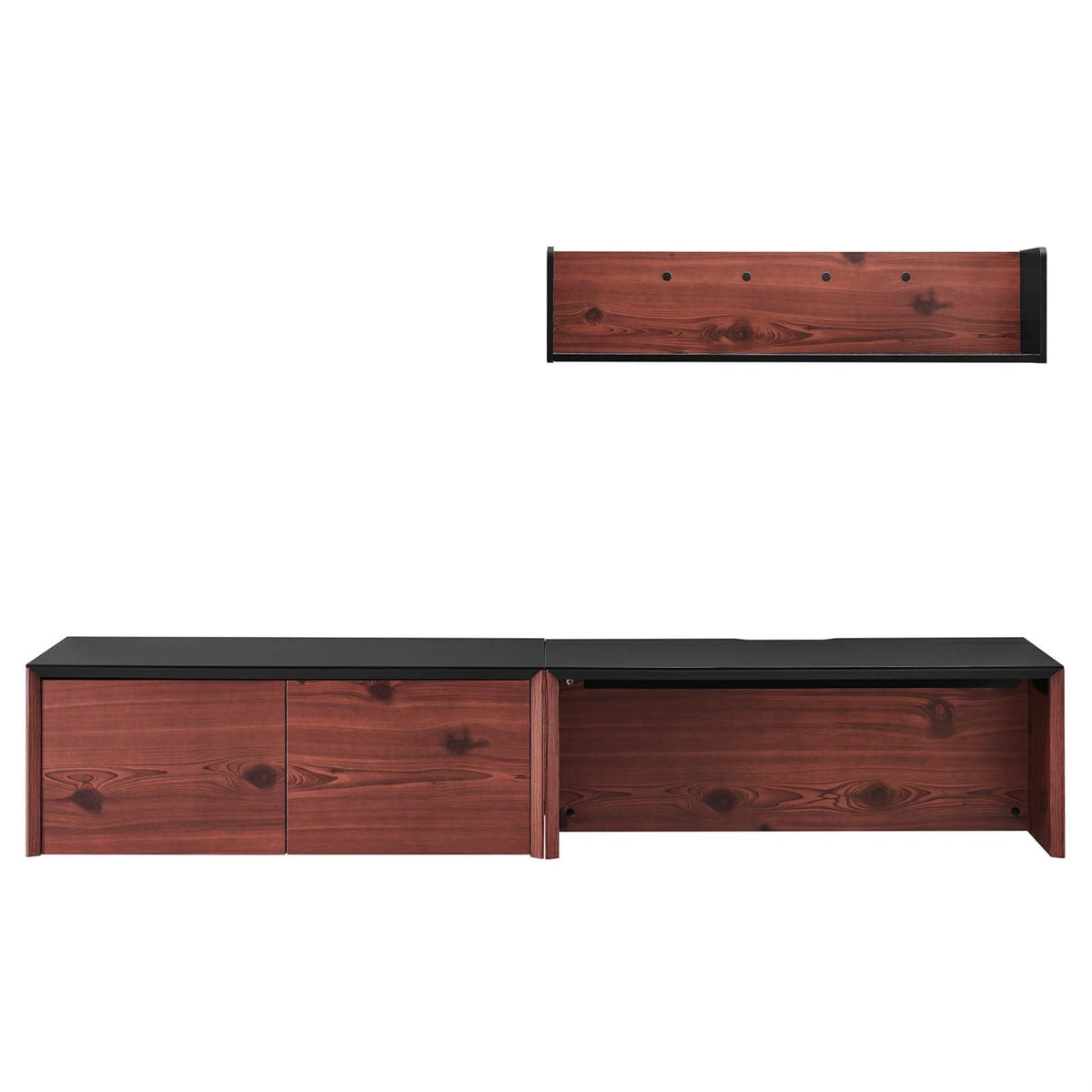 Casafoyer Eei-6311-Blk-Che Kinetic 38' Wall-Mount Office Desk With Cabinet And Shelf, Black Cherry