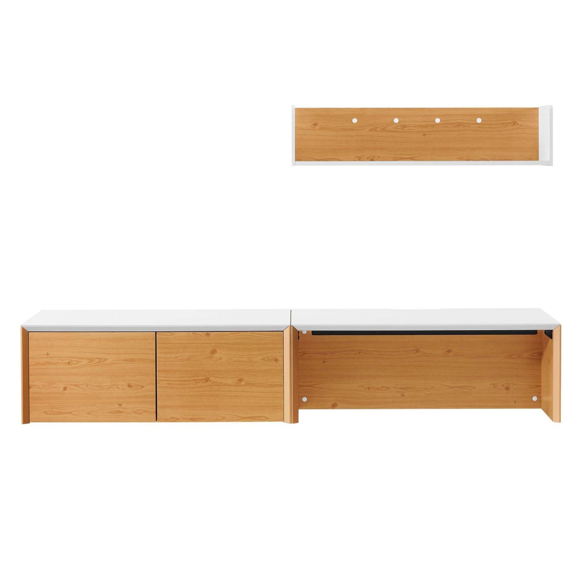Casafoyer Eei-6311-Whi-Nat Kinetic 38' Wall-Mount Office Desk With Cabinet And Shelf, White Natural