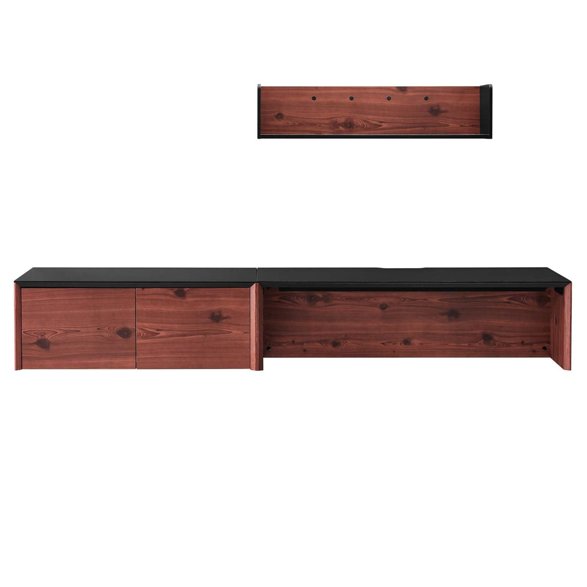 Casafoyer Eei-6312-Blk-Che Kinetic 49' Wall-Mount Office Desk With Cabinet And Shelf, Black Cherry