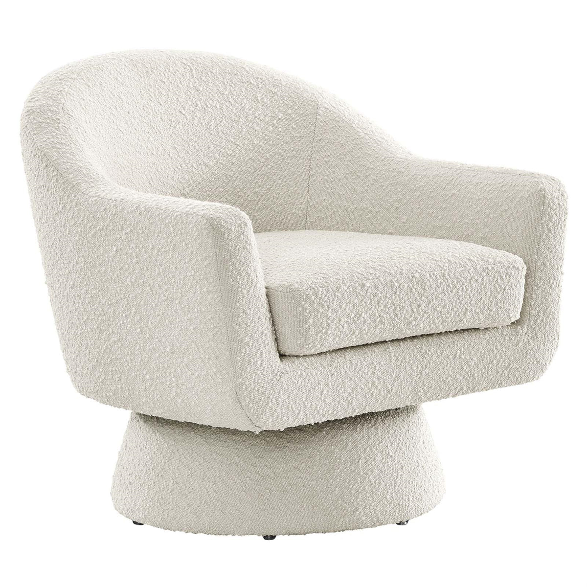 Casafoyer Eei-6359-Ivo Astral Boucle Fabric Swivel Chair, Ivory