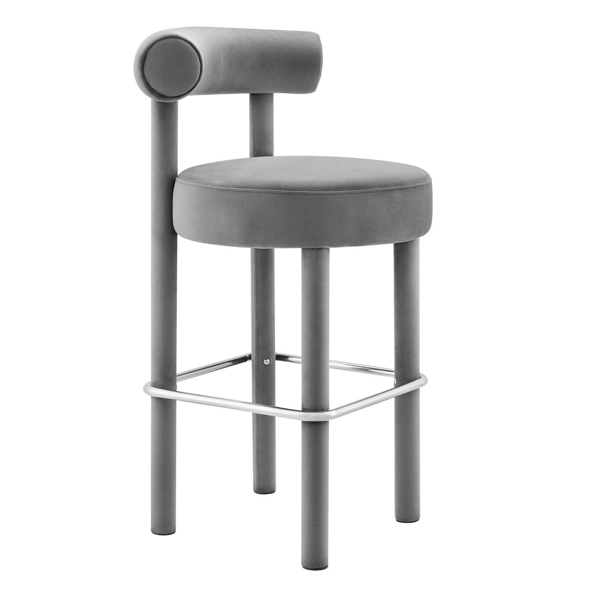 Casafoyer Eei-6386-Gry-Slv Toulouse Performance Velvet Bar Stool, Gray Silver