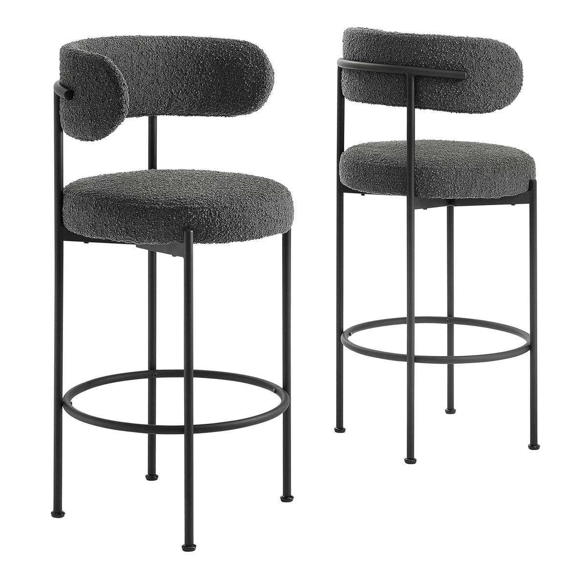 Albie Boucle Fabric Bar Stools - Set Of 2