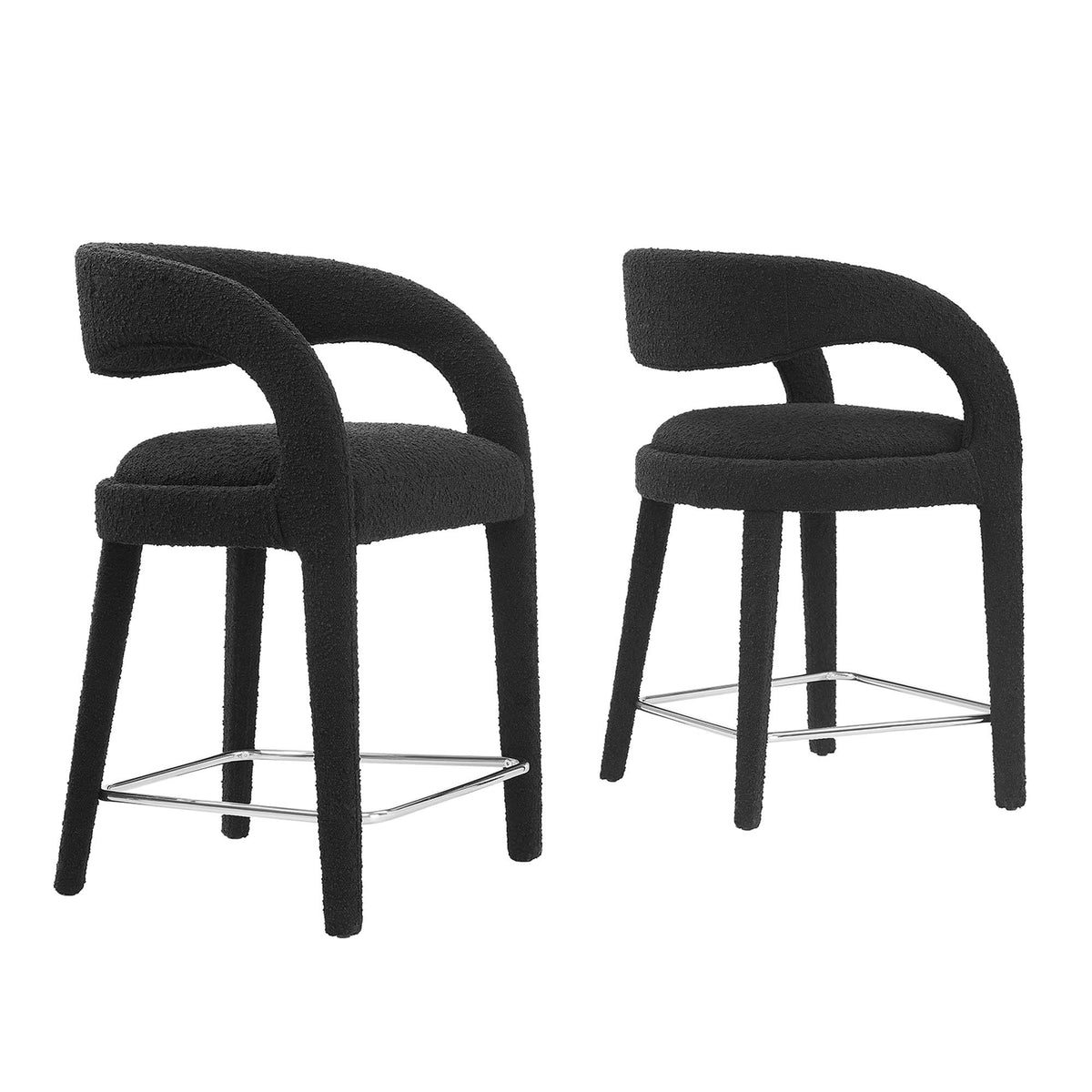 Pinnacle Boucle Upholstered Counter Stool Set Of Two