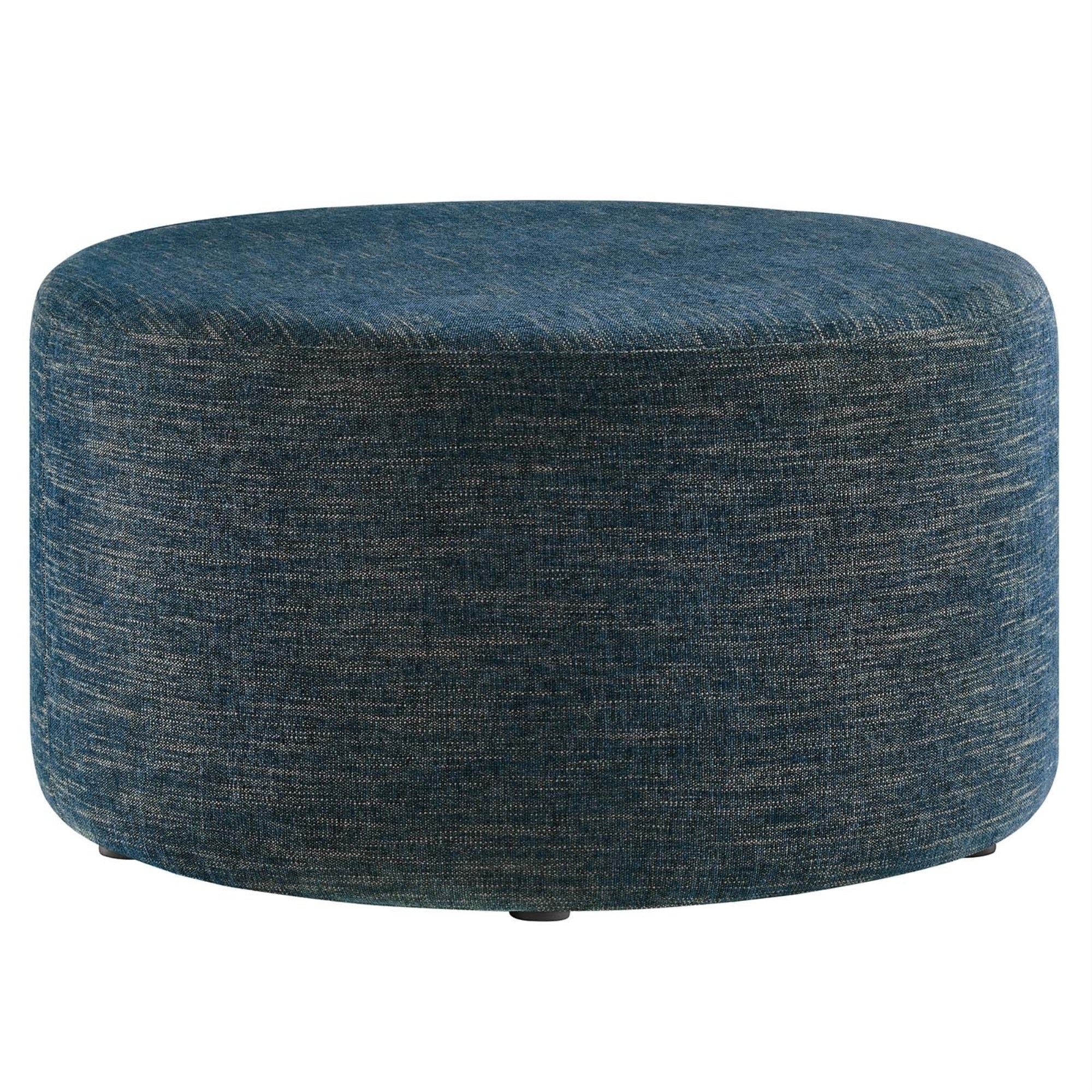 Callum Large 29 Round Woven Heathered Fabric Upholstered Ottoman