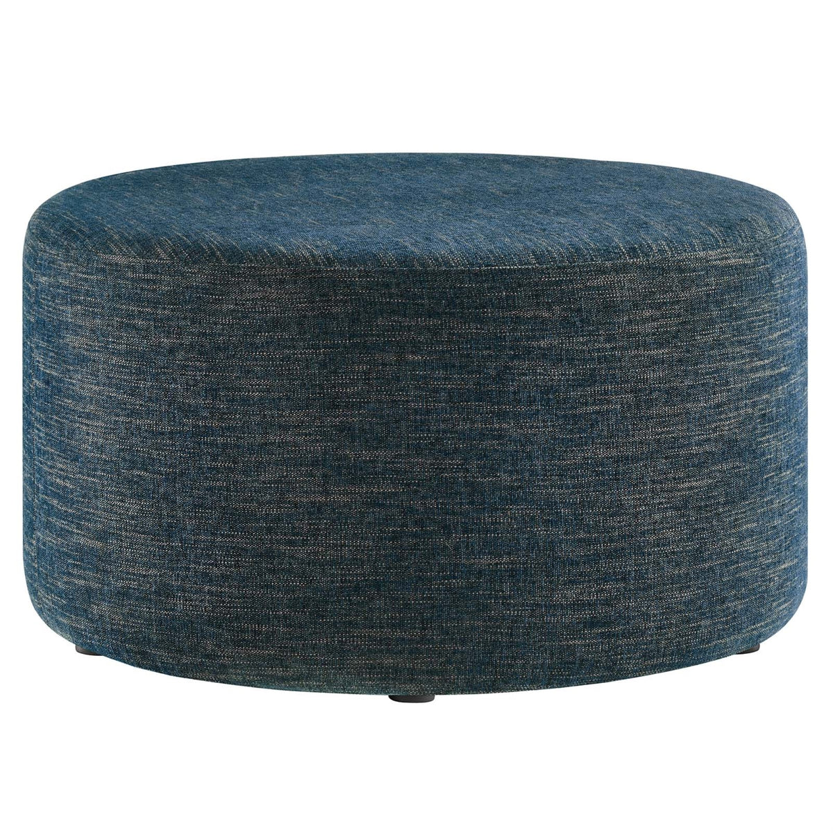 Callum Large 29 Round Woven Heathered Fabric Upholstered Ottoman