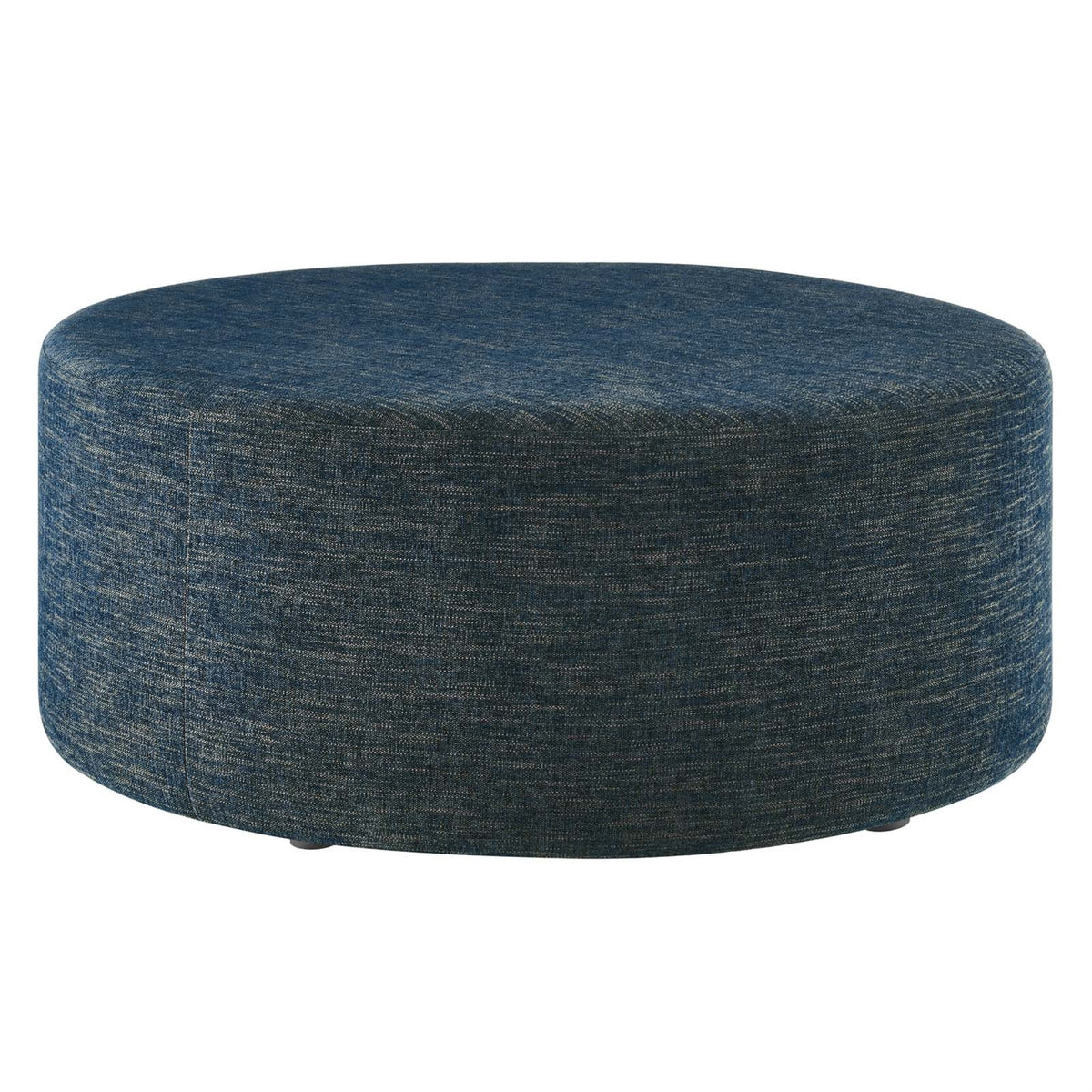 Callum Large 38 Round Woven Heathered Fabric Upholstered Ottoman