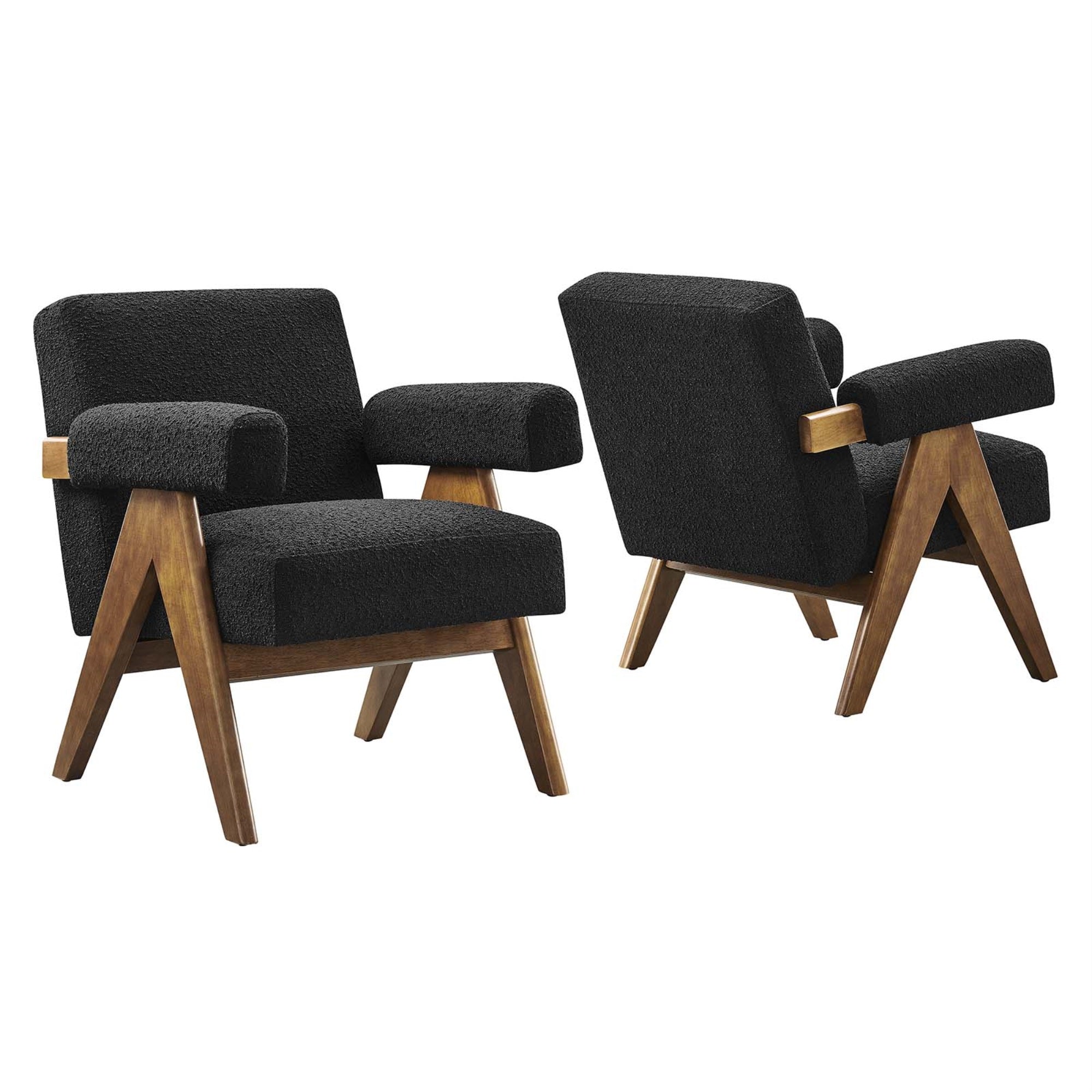 Lyra Boucle Fabric Armchair - Set Of 2