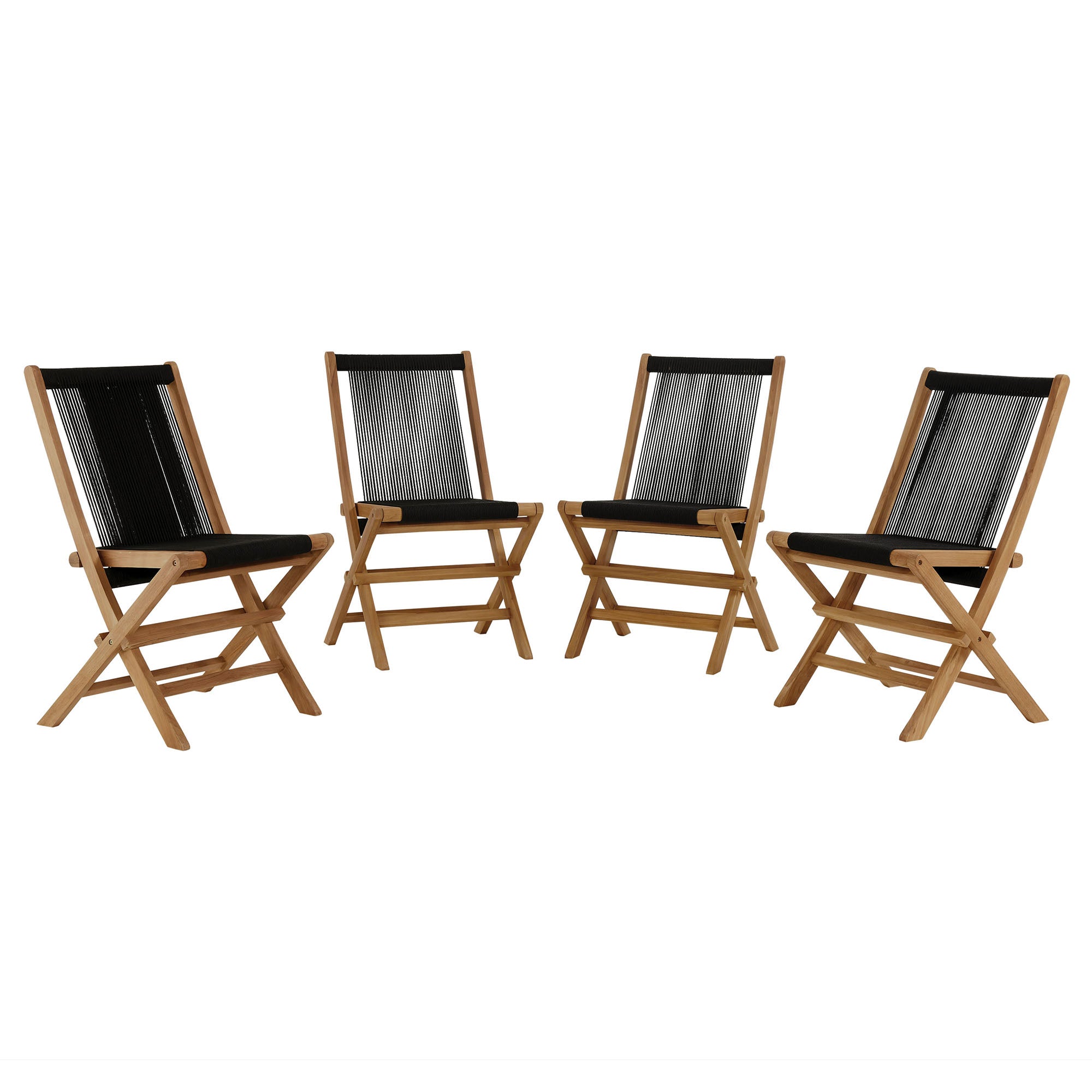 Vienna Outdoor Patio Teak And Rope Folding Chairs Set Of 4 By Modway
