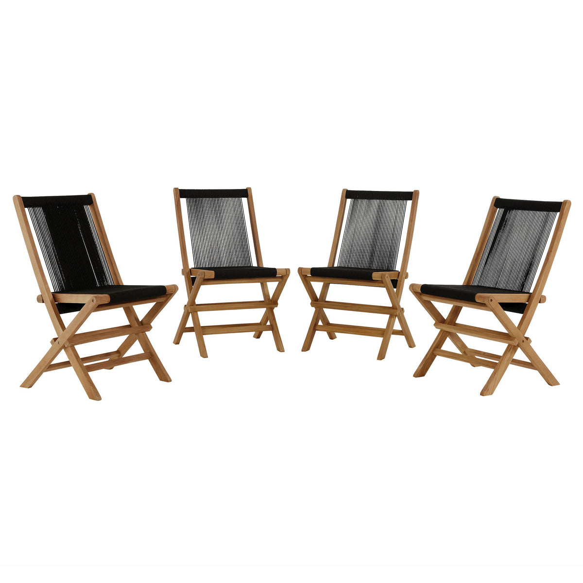 Vienna Outdoor Patio Teak And Rope Folding Chairs Set Of 4 By Modway