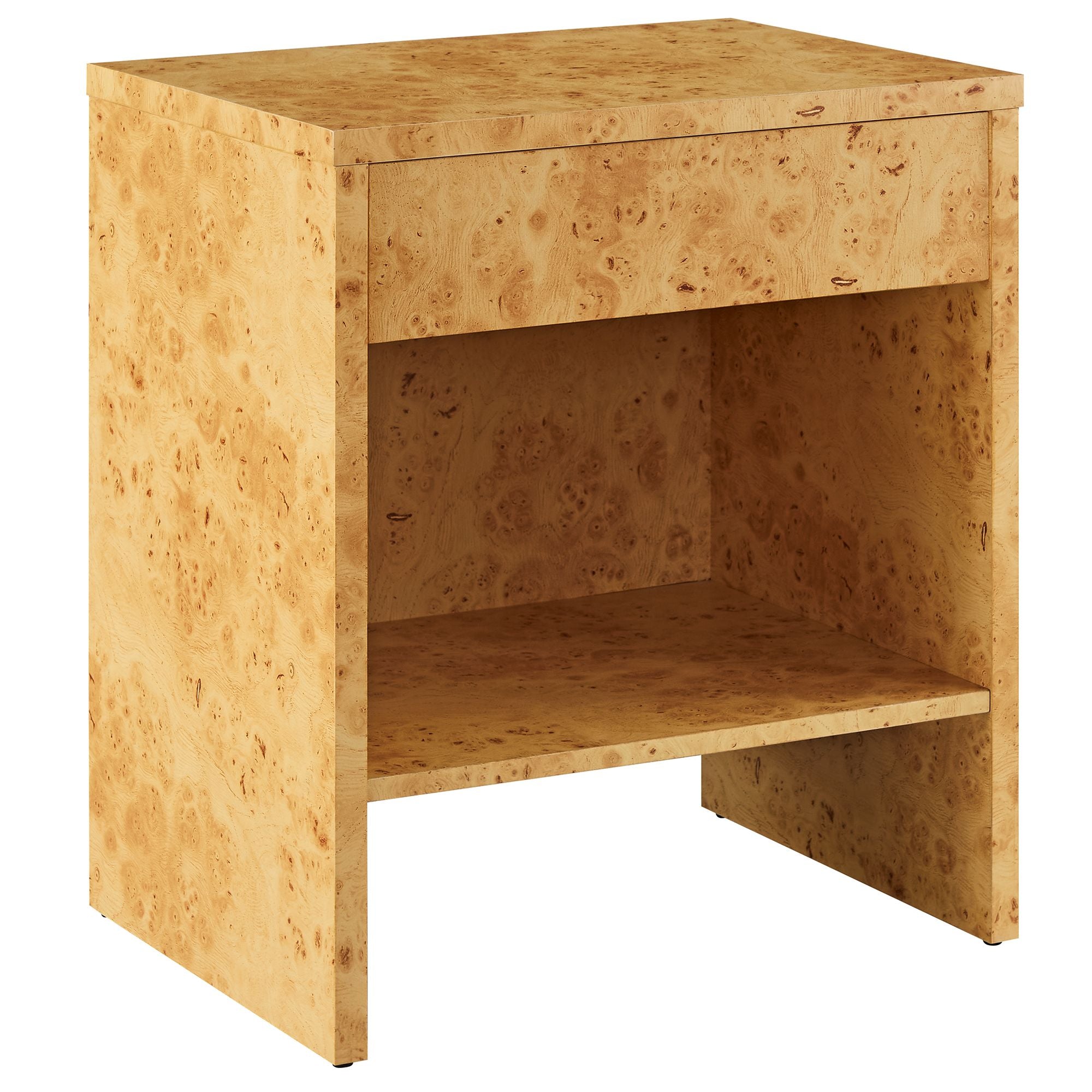 Hudson 1-Drawer Burl Wood Nightstand With Shelf by Modway