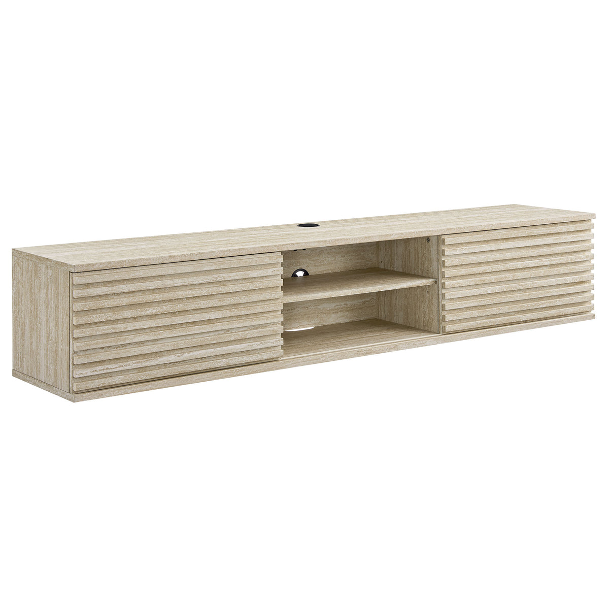 Render 70' Faux Travertine Wall-Mount Media Console Tv Stand By Modway