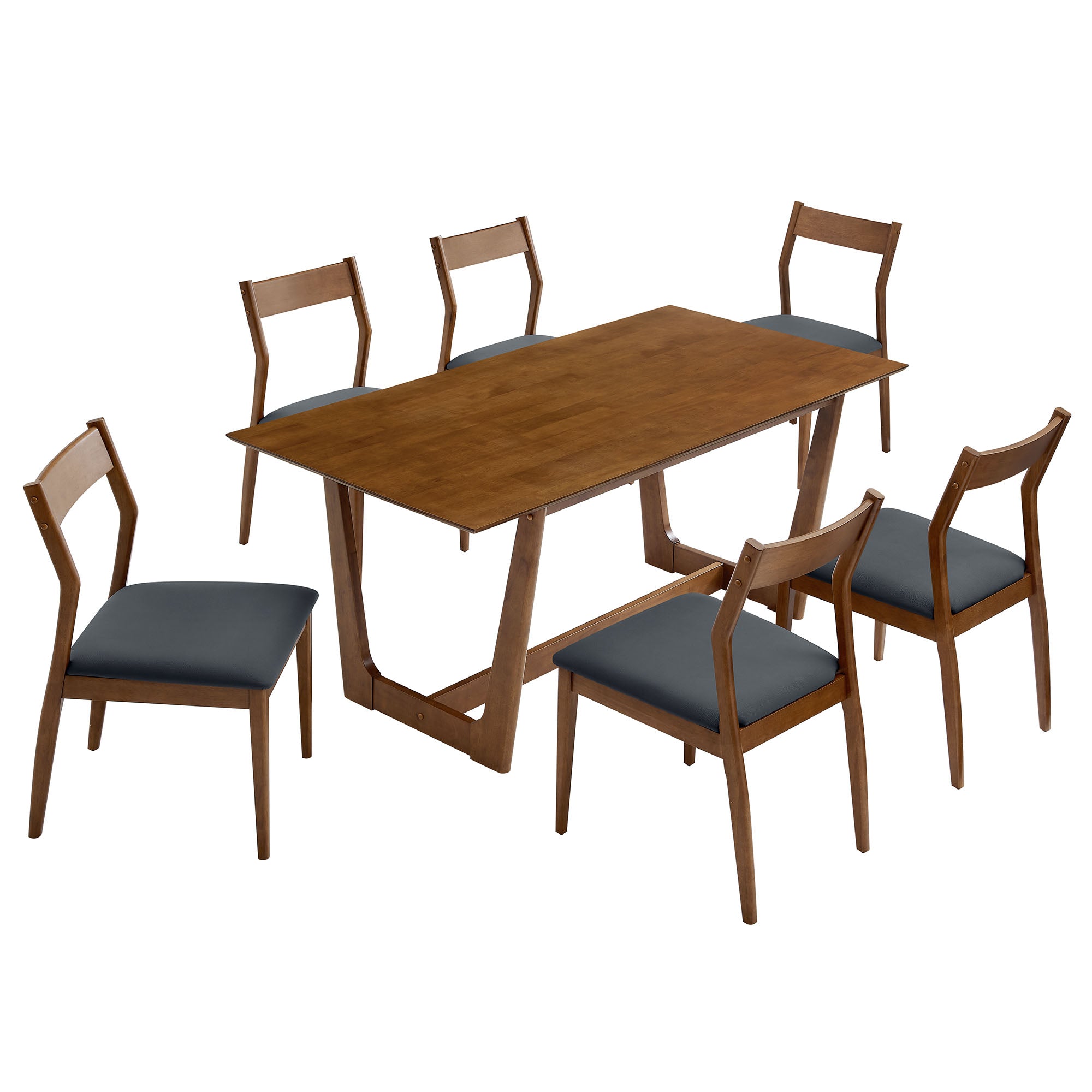 Solara 7-Piece Wood Dining Set With Vegan Leather Side Chairs By Modway