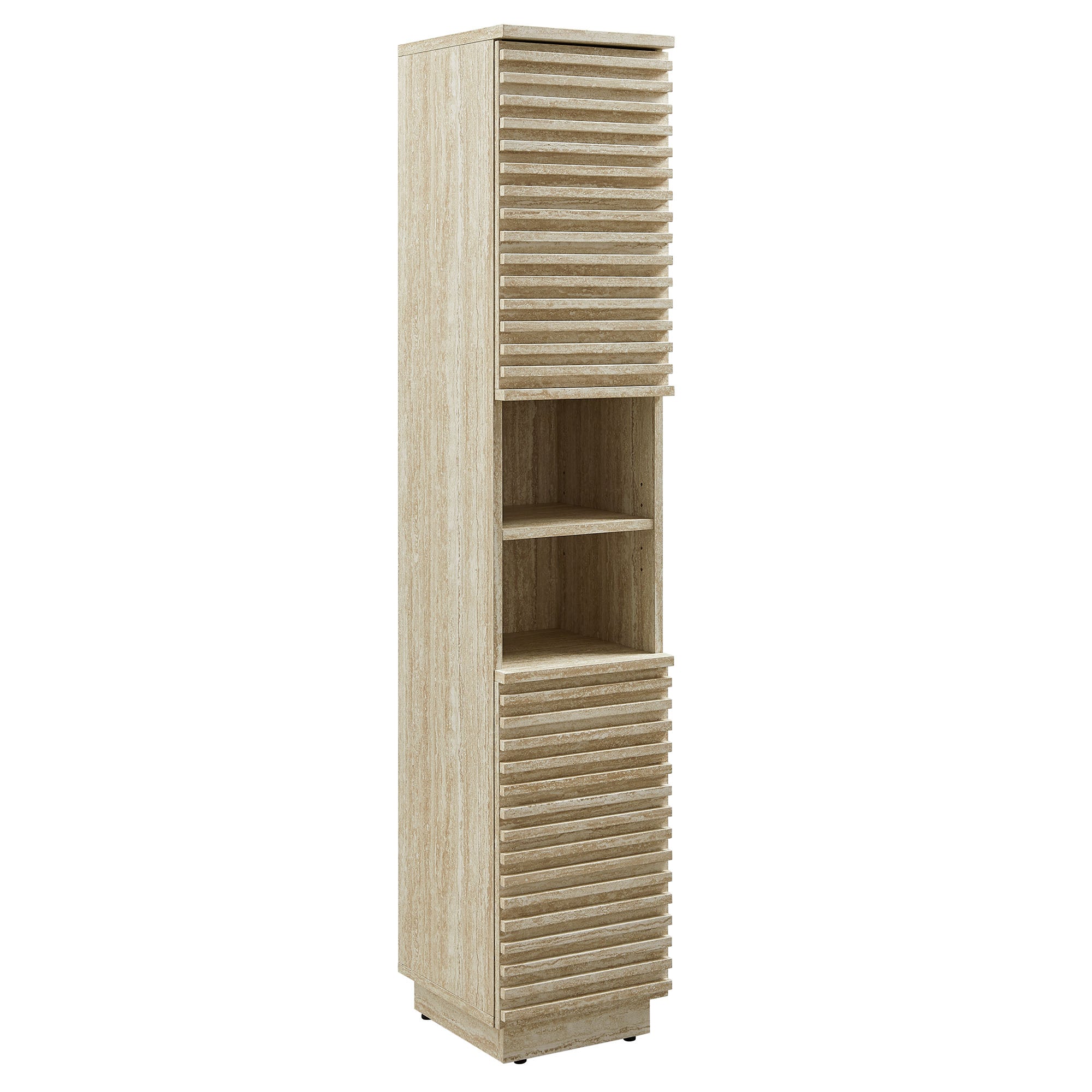 Render Tall Narrow Faux Travertine Linen Storage Cabinet By Modway
